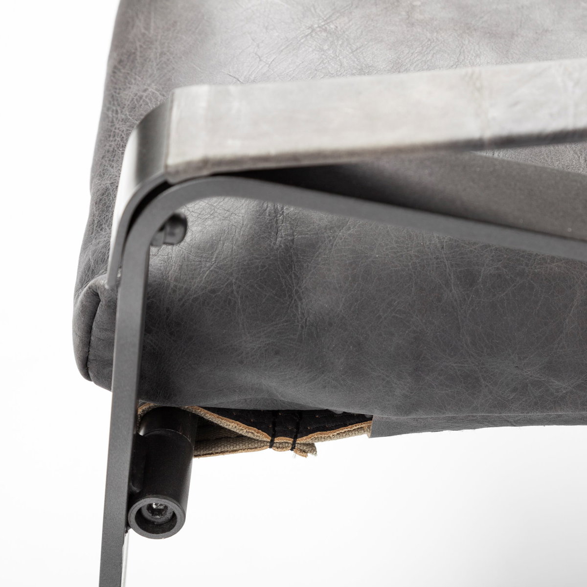 Hornet II Black Leather Body Metal Frame Accent Chair, by Mercana, 27.17" length x 36.61" width x 34.25" height View 13