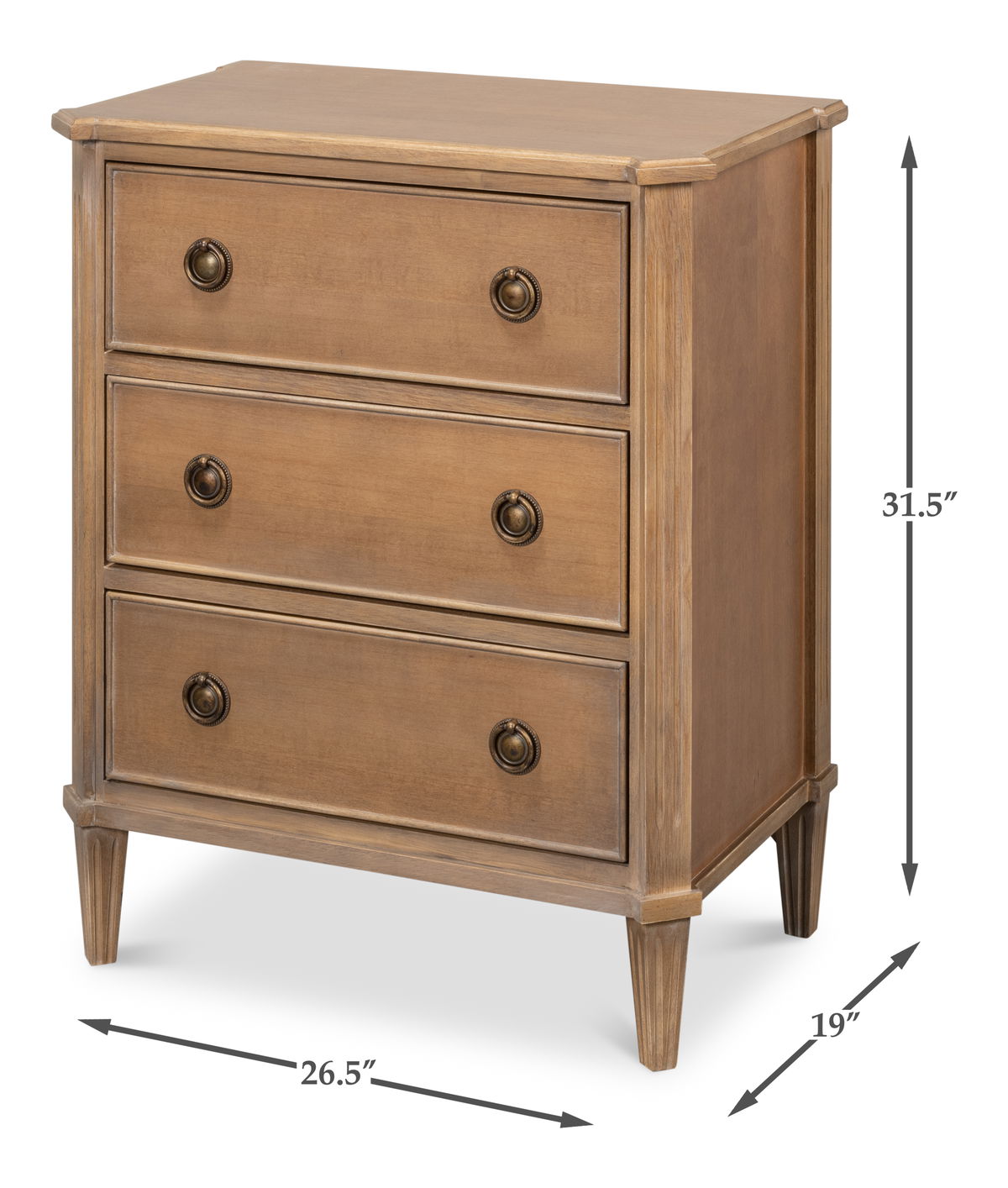 Poppin's 3 Drawer Chest, by Sarreid, 1'4" length x 1" width x 1" height View 13