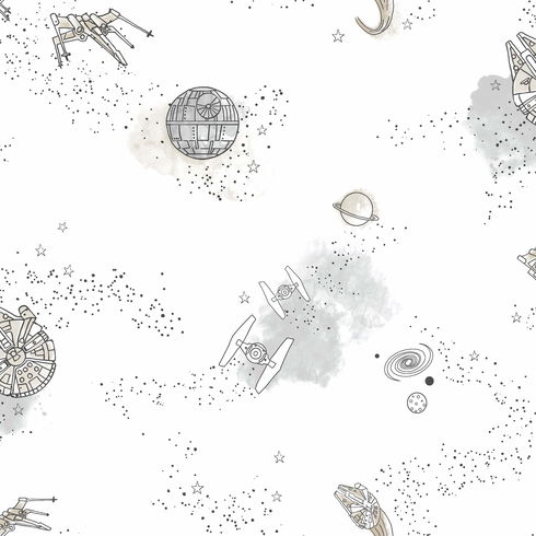 Star Wars: Good Night Galaxy Black & White Wallpaper