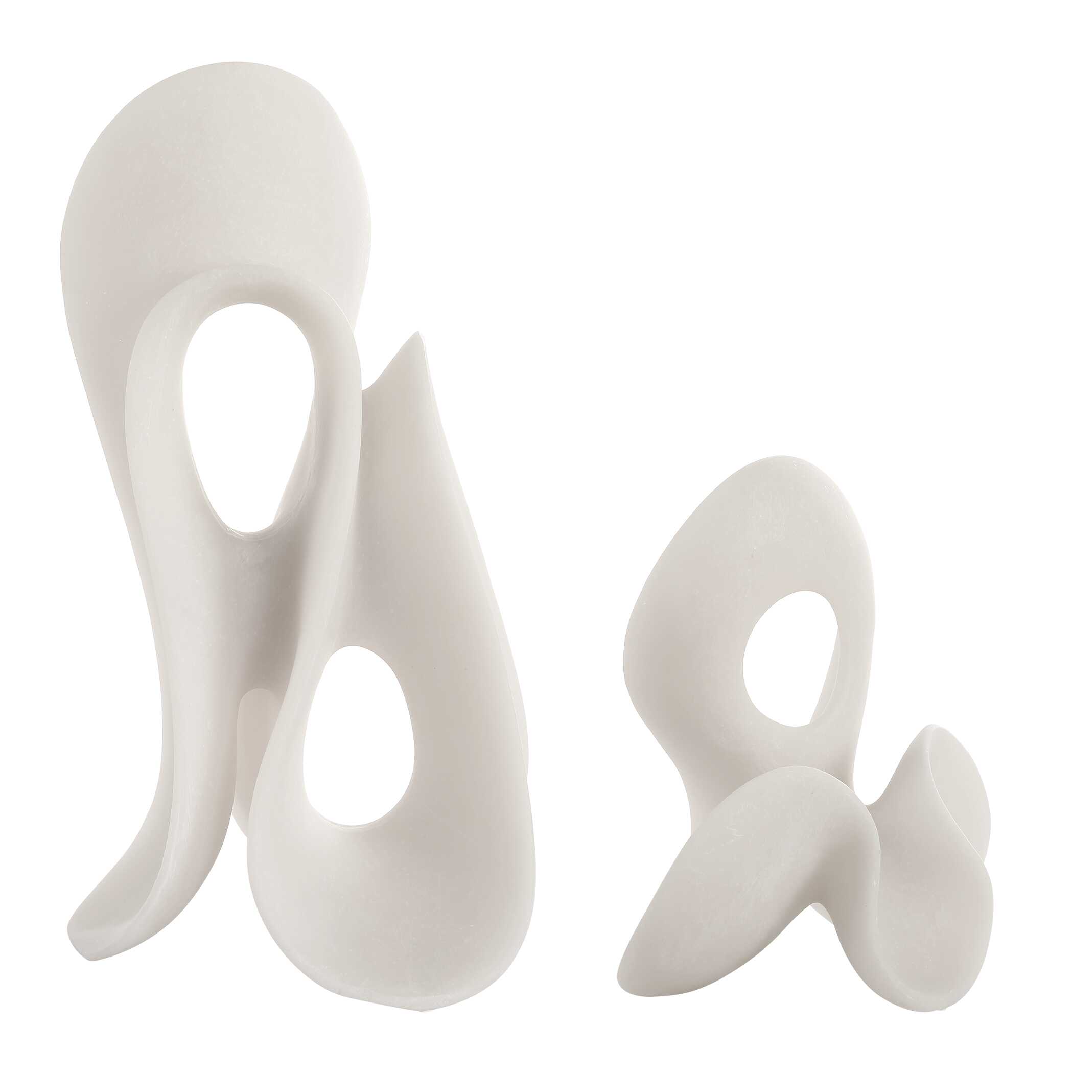 Silent Wave White Sculptures Set/2, Decorative by Uttermost, 8.75" width x 15" height x 7.5" depth View 4