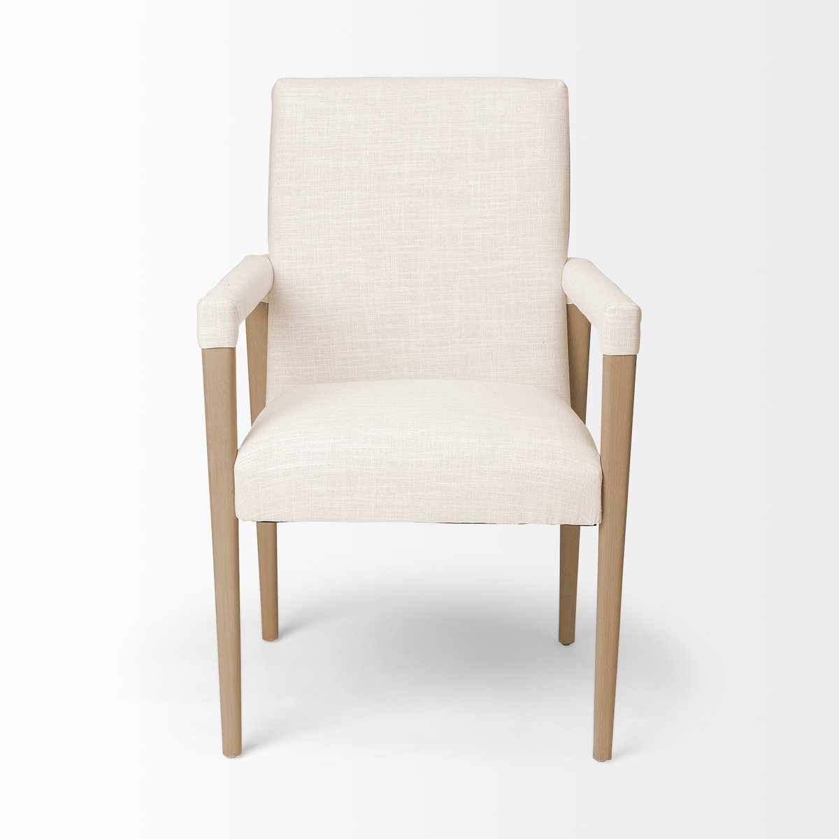 Palisades Curved Back Dining Side Chair | Cream Fabric with Brown Wood, Dining Chair by Mercana, 24.02" length x 25.59" width x 36.22" height View 4