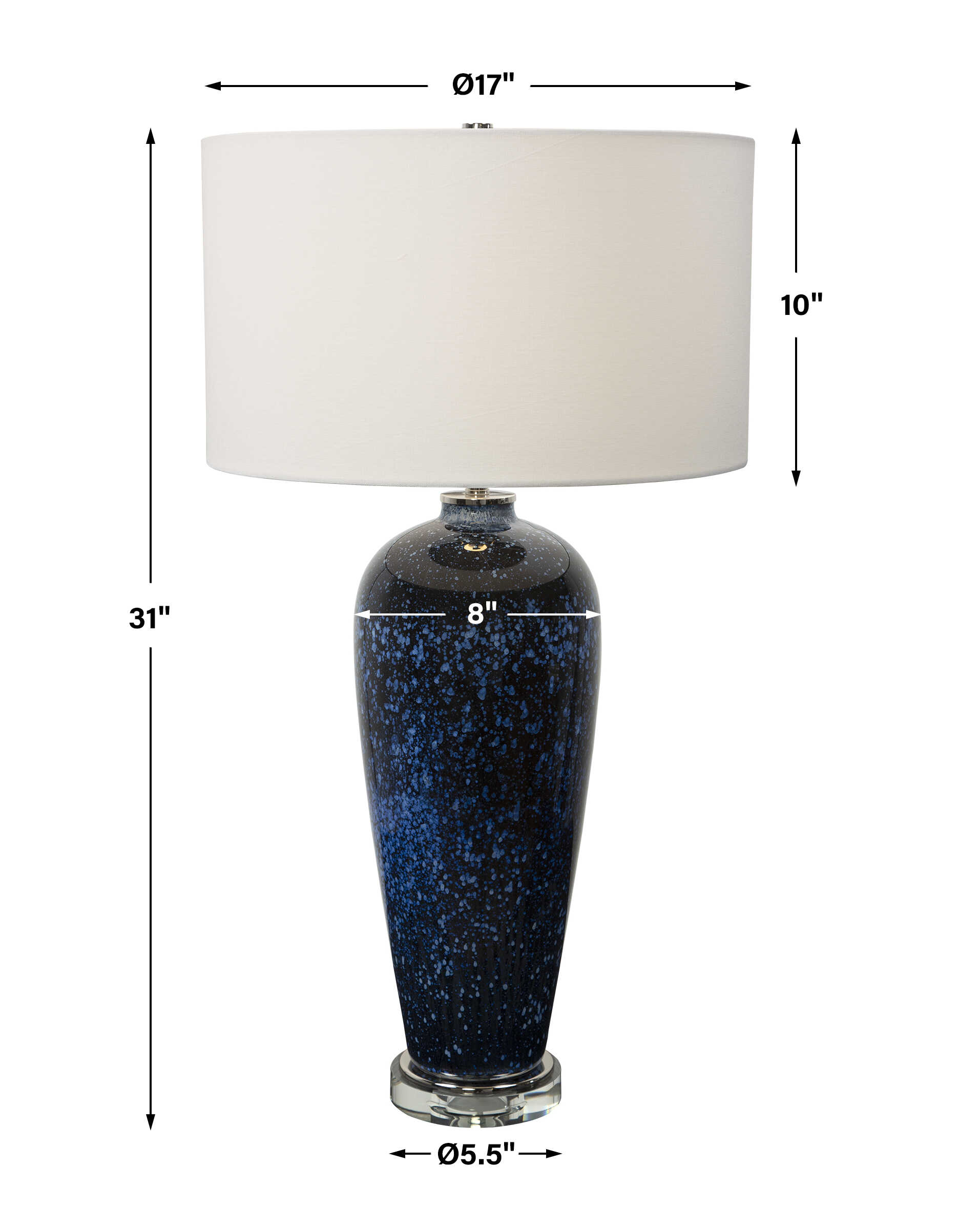 Stargazer Cobalt Navy Table Lamp, by Uttermost, 17" width x 31" height x 17" depth View 3
