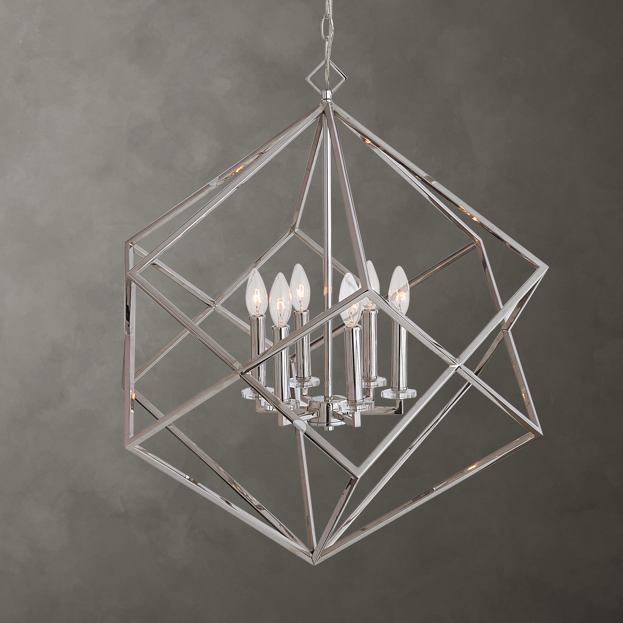 Euclid 6 Light Nickel Cube Pendant large image 