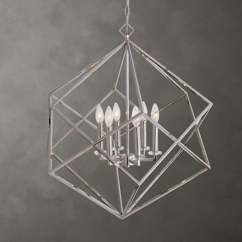 Euclid 6 Light Nickel Cube Pendant