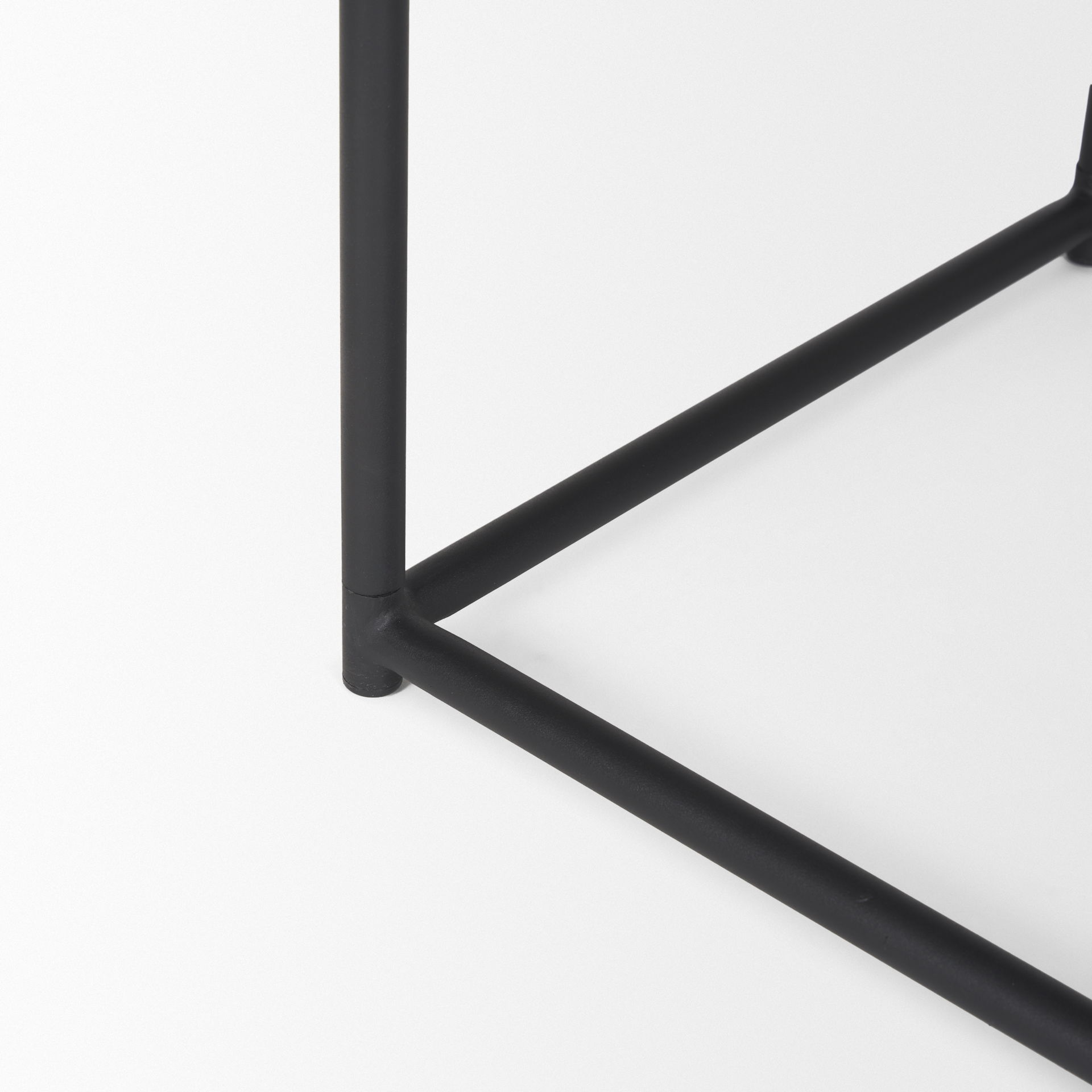 Taniel Textured Black Wood with Black Metal Stool, Ottoman by Mercana, 23.25" length x 16" width x 17" height View 8