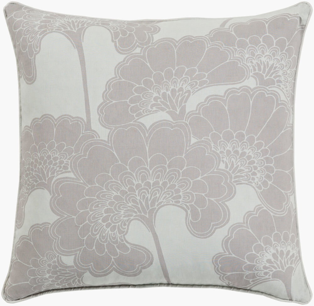 Japanese Floral Accent Pillow, Decorative Pillow by Surya, 18" length x 18" width
