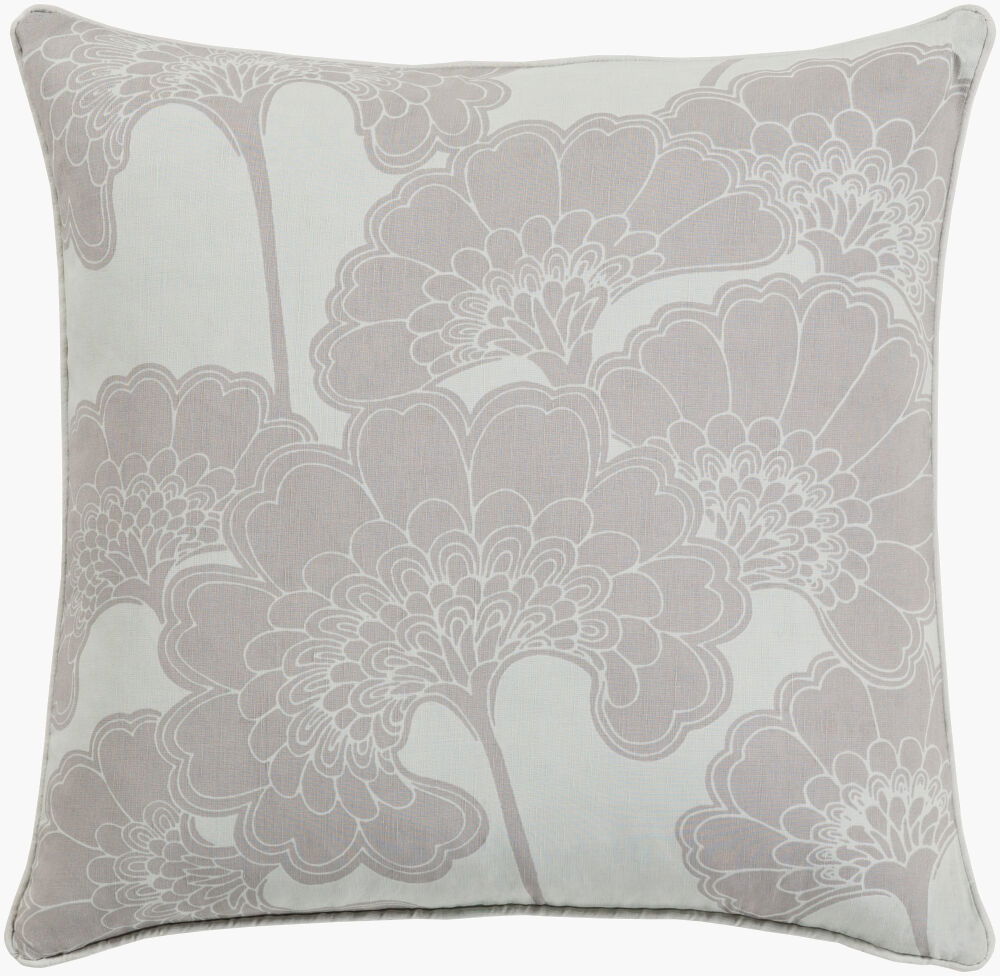 Japanese Floral Lumbar Pillow Down, Decorative Pillow by Surya, 13" length x 20" width