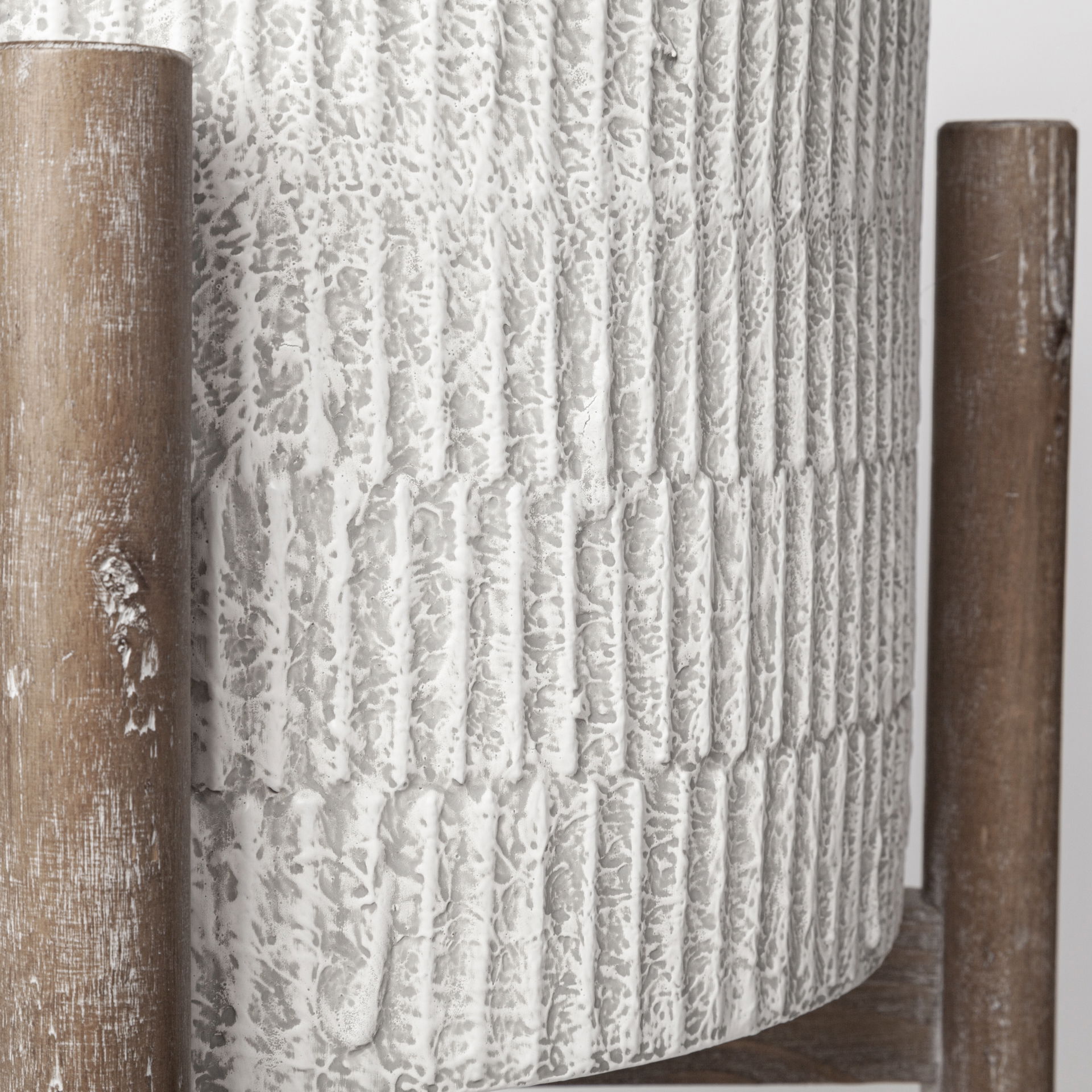 Groot Set of Two 11.8 x 23  Eggshell Ceramic Wooden Base Plant Stands, Planter by Mercana, 15" length x 15" width x 23" height View 7