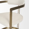 Hollyfield Curved Back Dining Arm Chair | Cream Fabric with Gold Iron, Dining Chair by Mercana, 20.47" length x 21.26" width x 29.53" height thumbnail 13