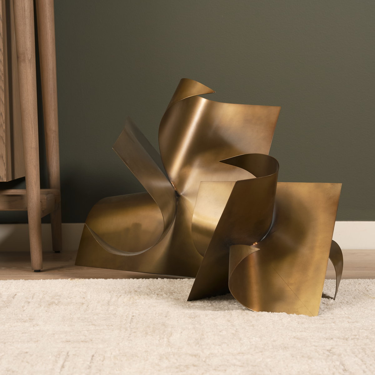Francesca Antique Gold Metal Sculptural Decorative Object, by Mercana, 11.81" length x 11.81" width x 11.81" height View 3