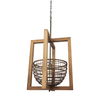 Kiley Warm Wood Basket Lantern Pendant Light, by Mercana, 15.75" length x 15.75" width x 37.2" height thumbnail 1