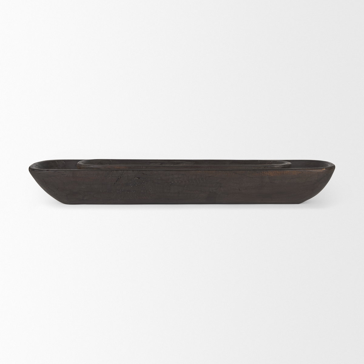 Athena Set of 2 Extra Large Black-Brown Reclaimed Wood Trays, Decorative Tray by Mercana, 34" length x 8" width x 5" height View 5