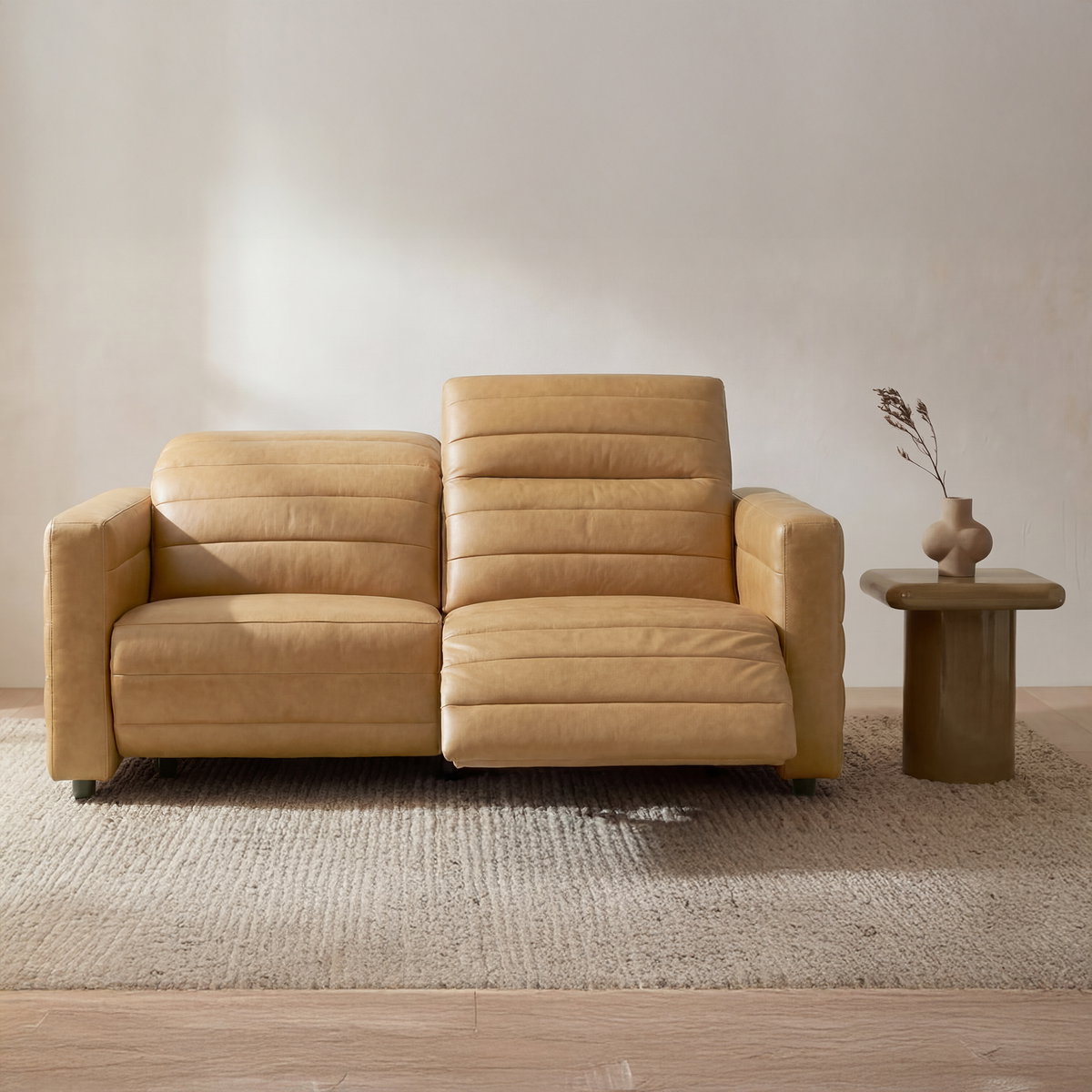 Juno Power Recliner Sofa Tan Leather, Sofas & Sectional by Moe's Home, 65" width x 31.5" height x 42" depth View 7