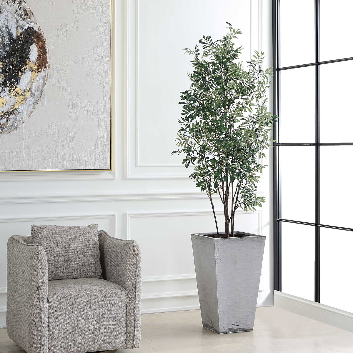 Sonora Olive Tree In Planter, by Uttermost, 2'9" width x 7'5.25" height x 2'7.5" depth View 3