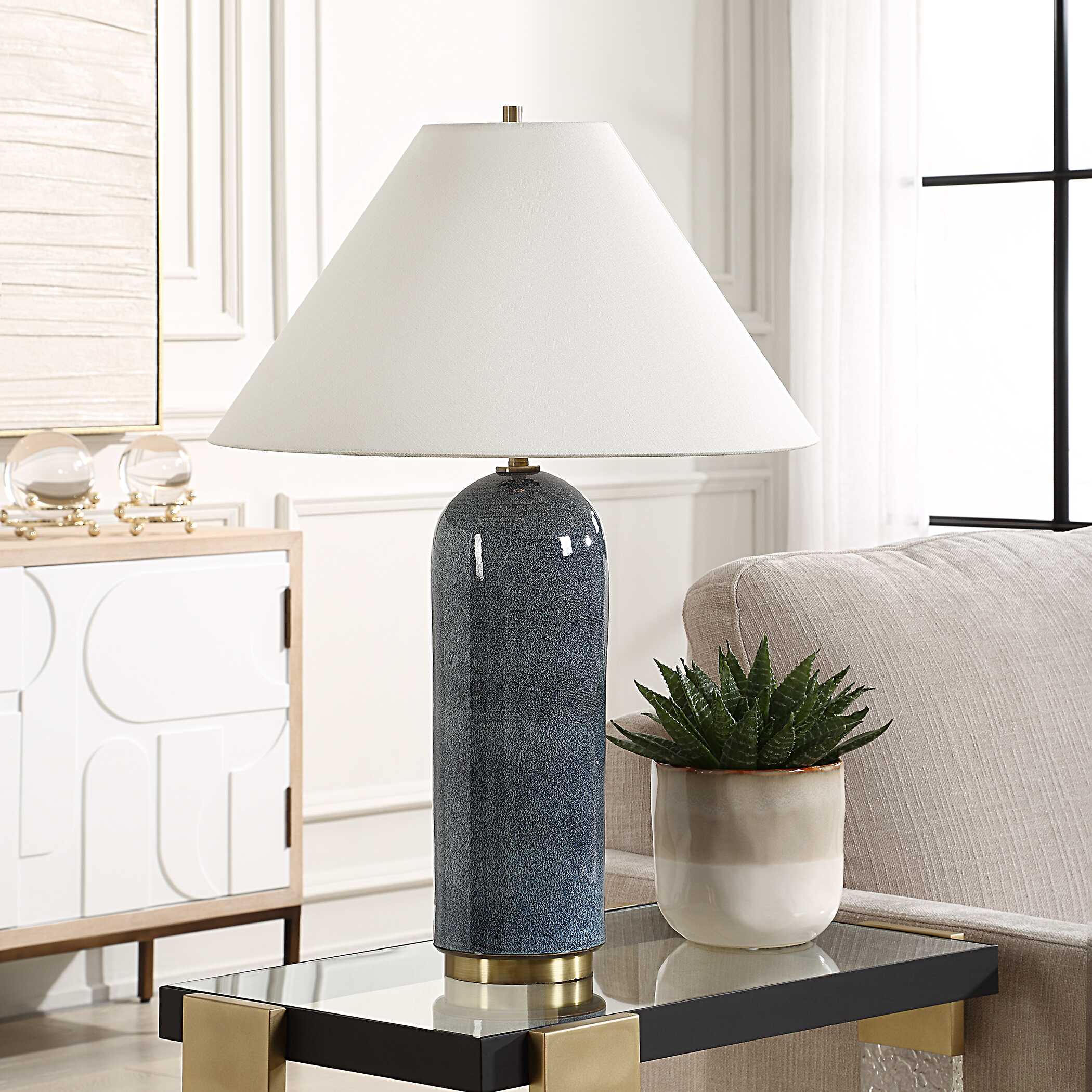 Mayetta Deep Blue Table Lamp large image 