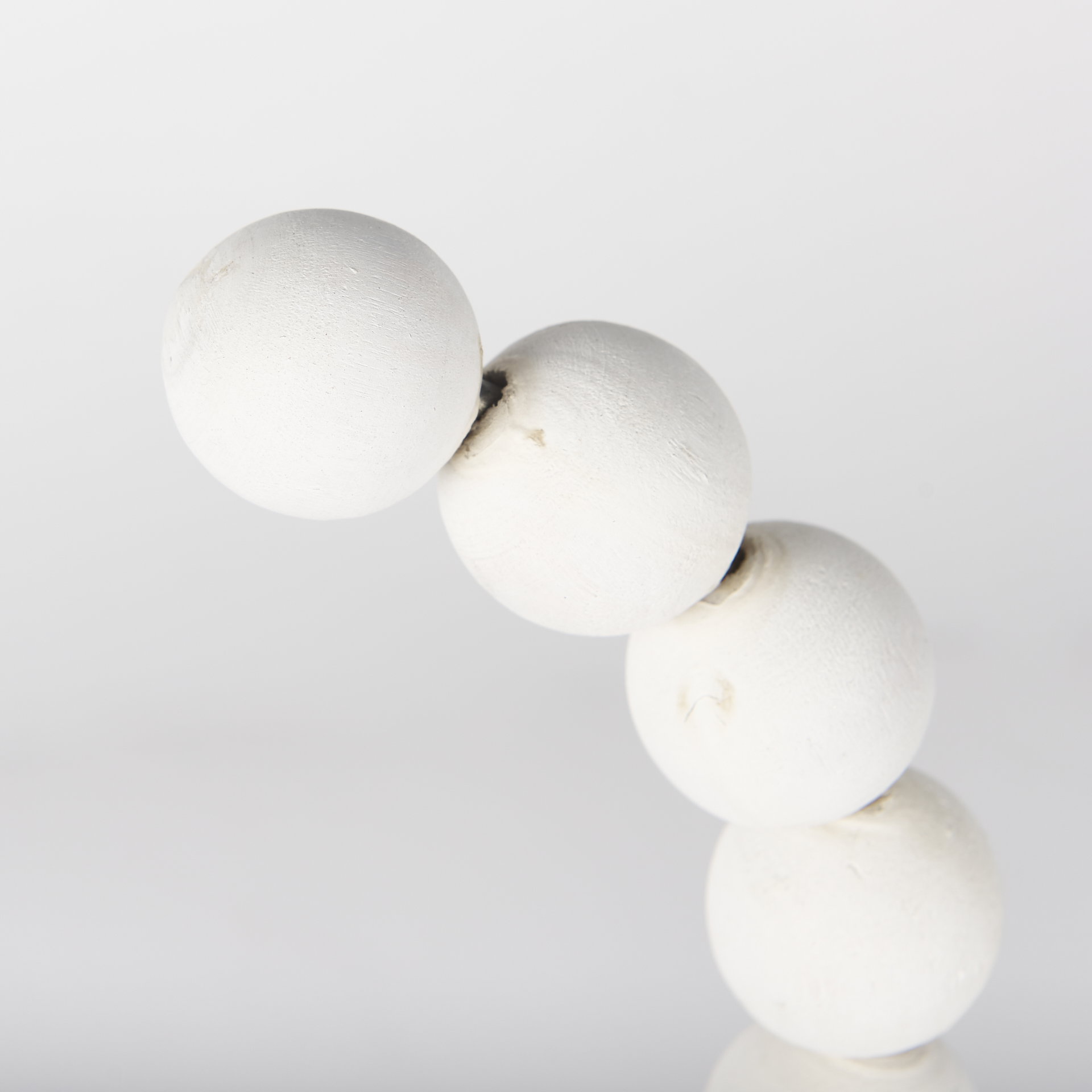 Pontchartrain I (Small) 9L x 5W White Beaded Broken Sphere Decorative Object with Gold Base, by Mercana, 9.45" length x 4.53" width x 11.61" height View 6