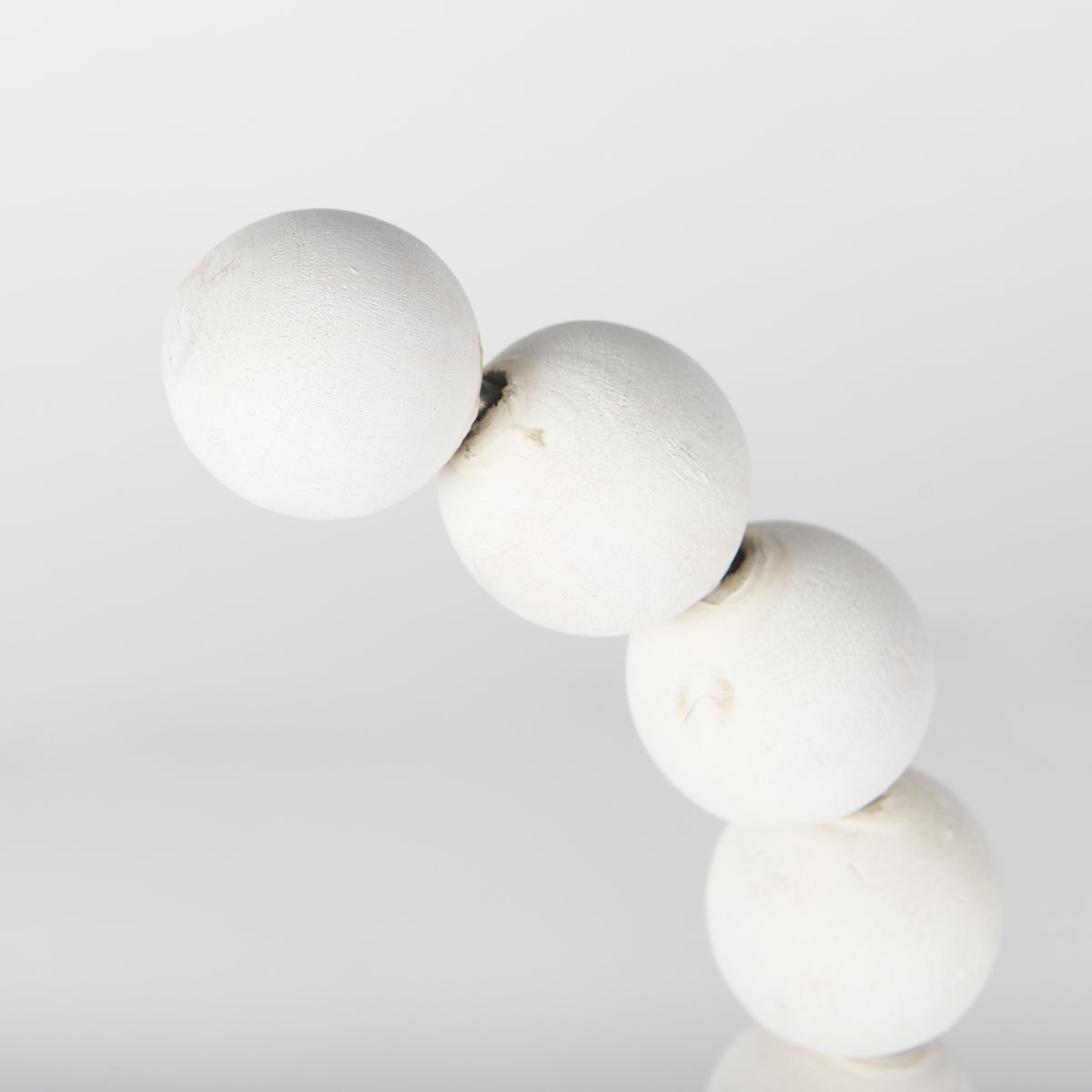 Pontchartrain I (Small) 9L x 5W White Beaded Broken Sphere Decorative Object with Gold Base, by Mercana, 9.45" length x 4.53" width x 11.61" height View 6
