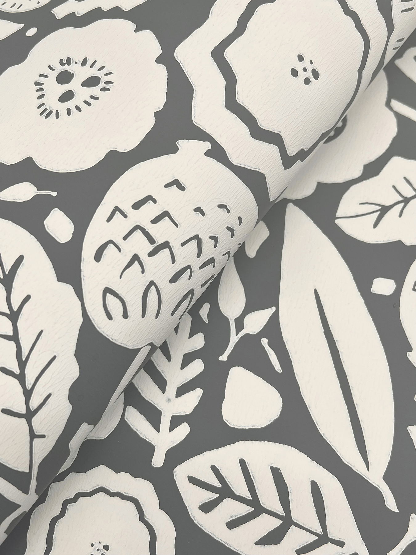 Camille Blossom Charcoal Wallpaper large image 