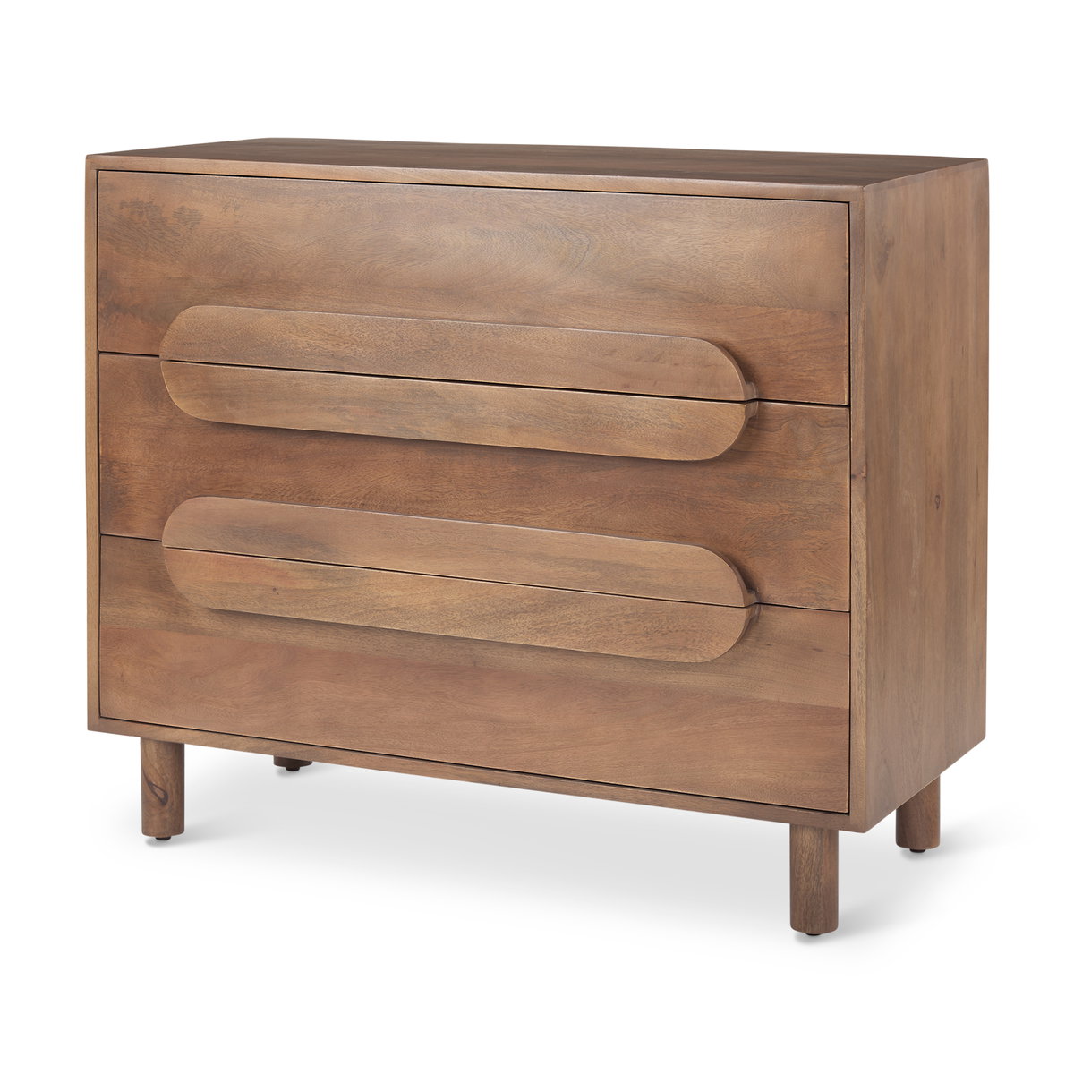 Astrid  36L x 17W x 30.3H Medium Brown Solid Wood 3 Drawer Cabinet, Cabinets & Chest by Mercana, 36" length x 17" width x 30.25" height View 1