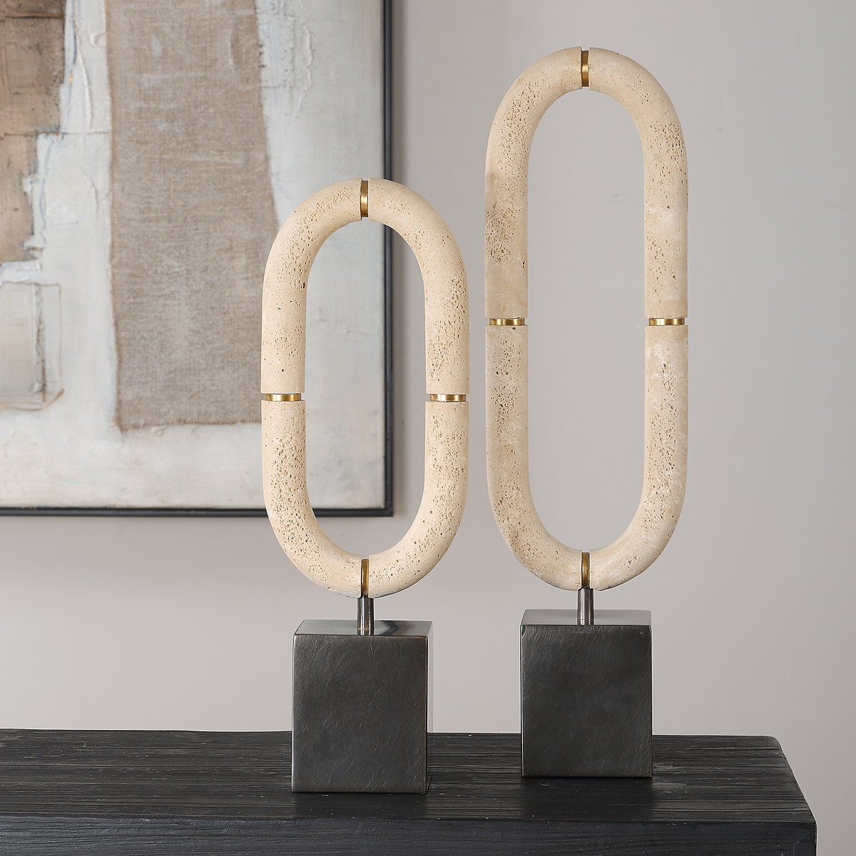 Oval Sculptures Fusion Set/2, Figurines & Statue by Uttermost, 6.25" width x 22.25" height x 4" depth View 2
