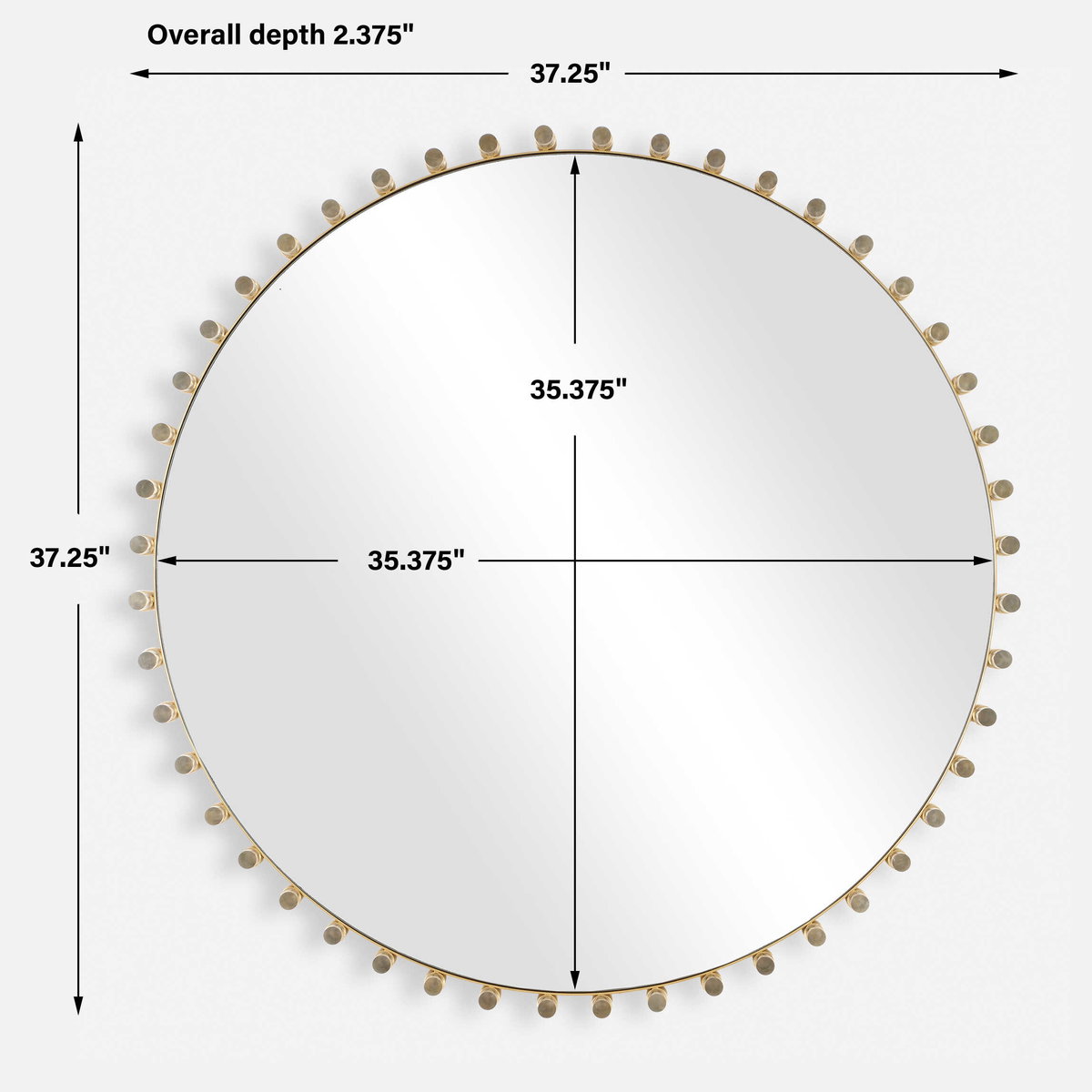 Avelyne Round Mirror, by Uttermost, 37.25" width x 37.25" height x 2.37" depth View 3