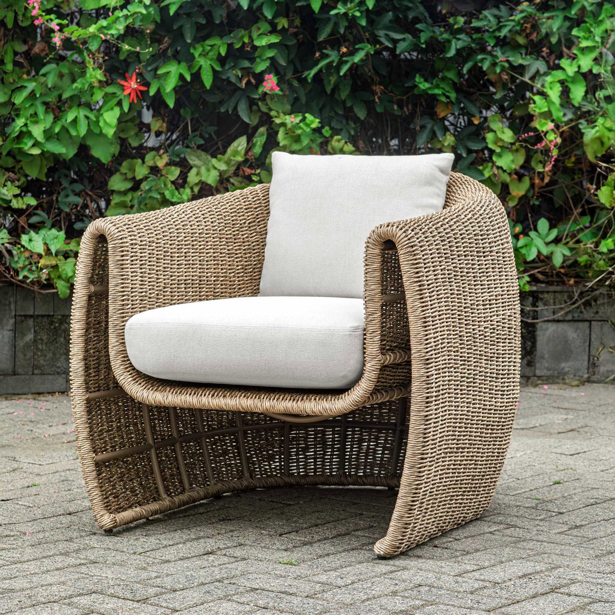 Tropic Golden Flax Outdoor Lounge Chair, Outdoor Chair by Uttermost, 2'7.2" width x 2'11" height x 3' depth View 2