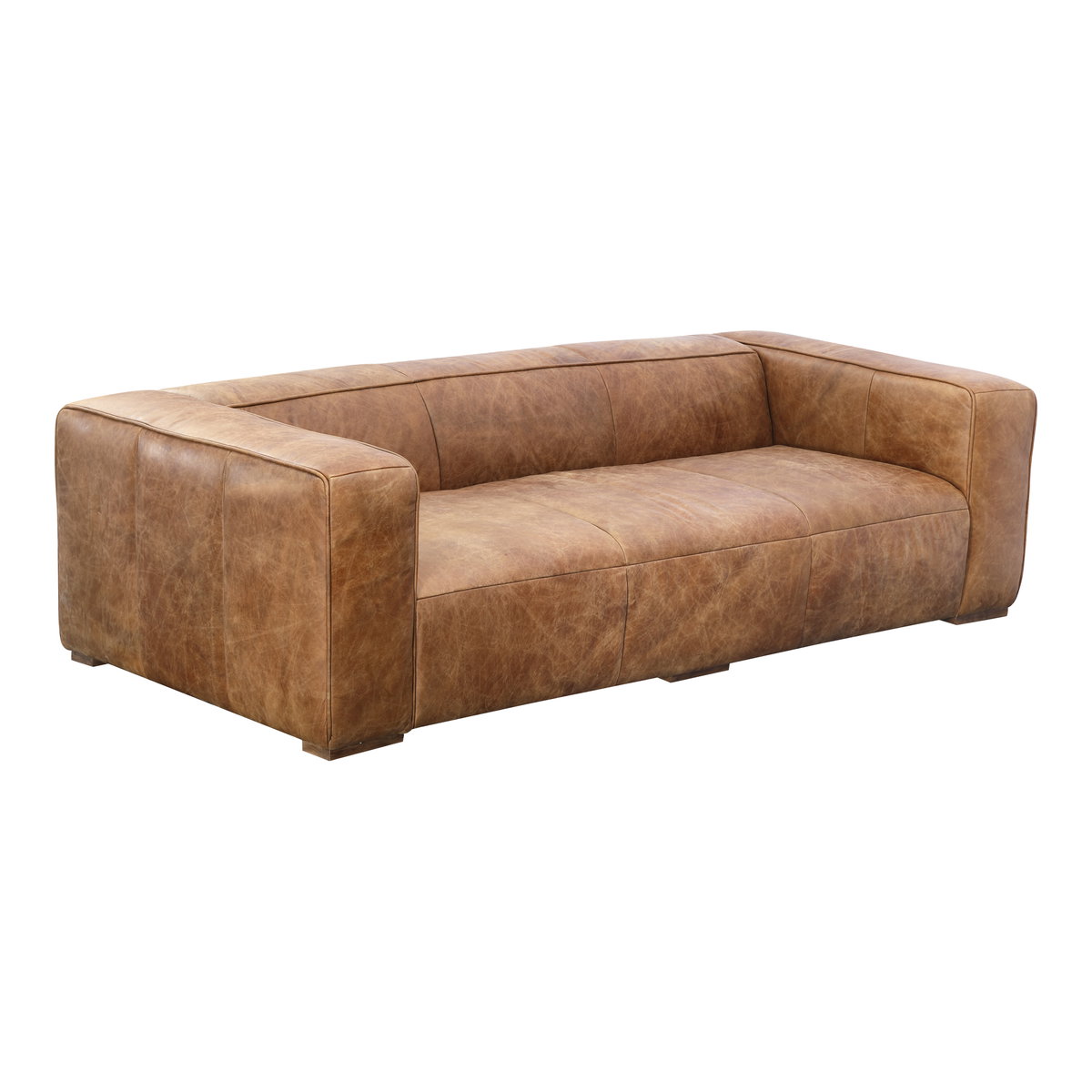 Bolton Sofa Open Road Brown Leather, Sofas & Sectional by Moe's Home, 101" width x 27.5" height x 44.5" depth View 2