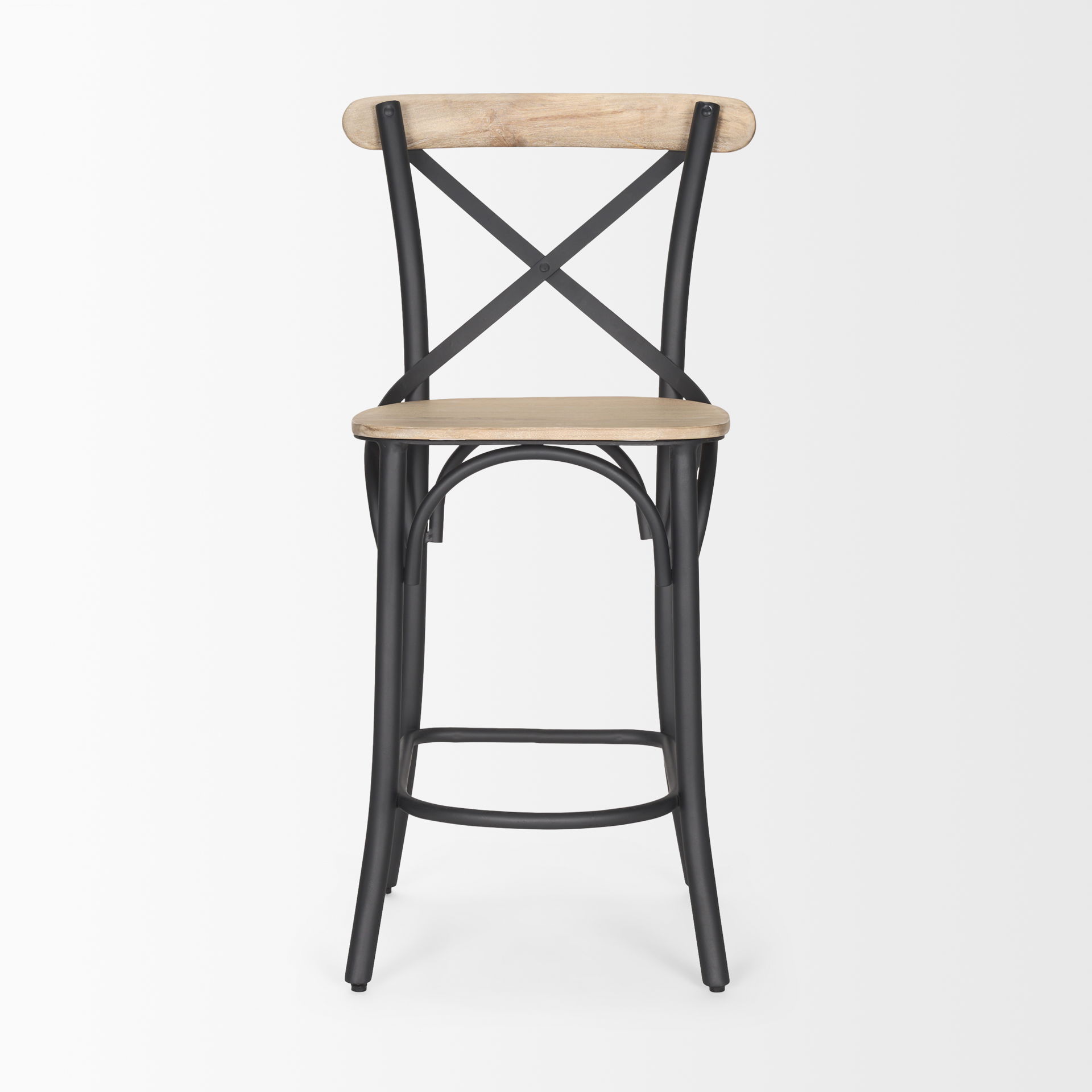 Etienne Light Brown Wood with Iron Metal Counter Stool large image 