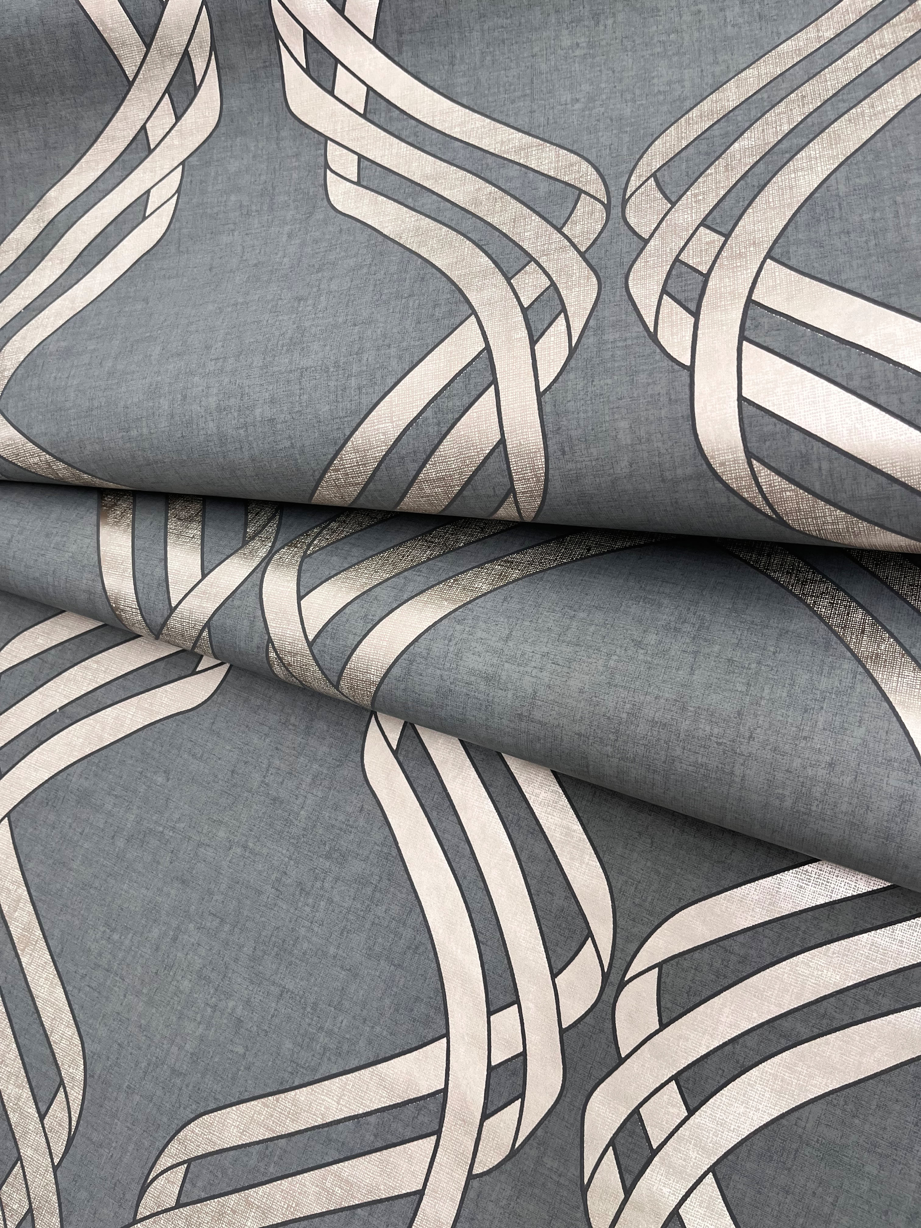 Dante Ribbon Charcoal Metallic Wallpaper large image 