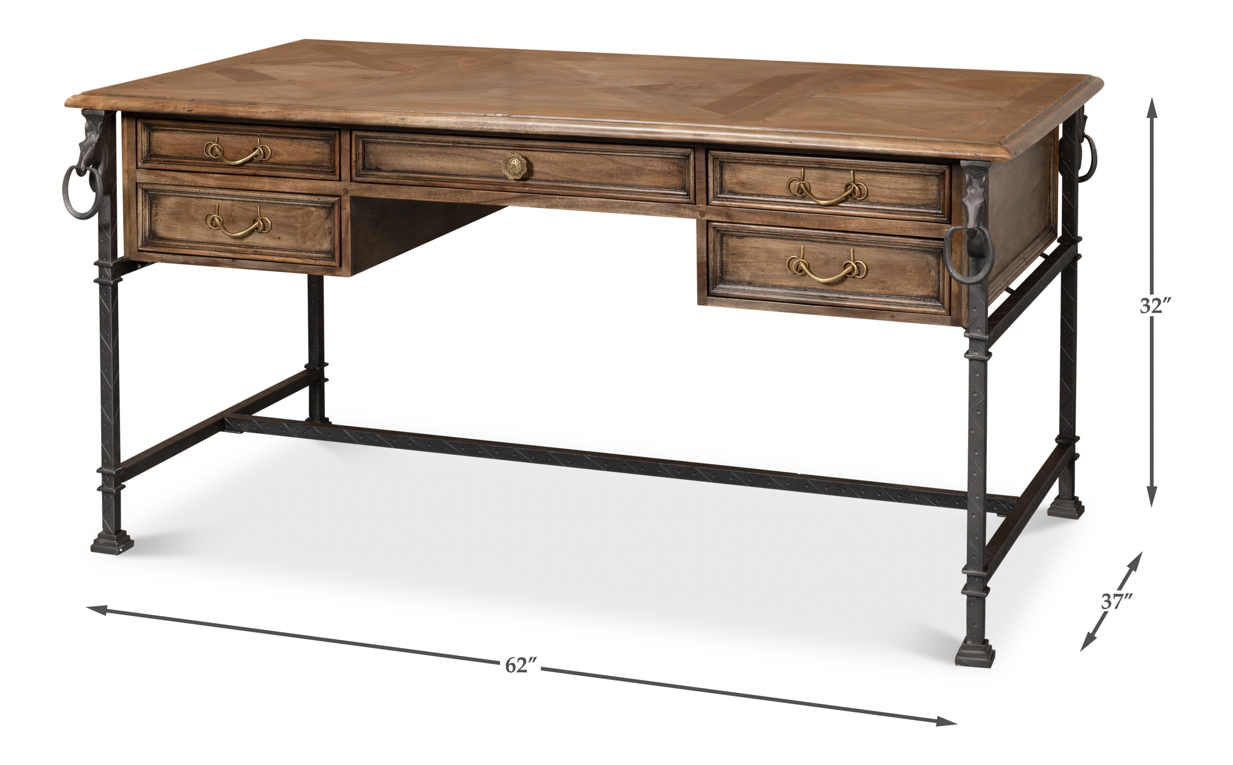 Game Of Thornes Desk, by Sarreid, 62" length x 37" width x 32" height View 16