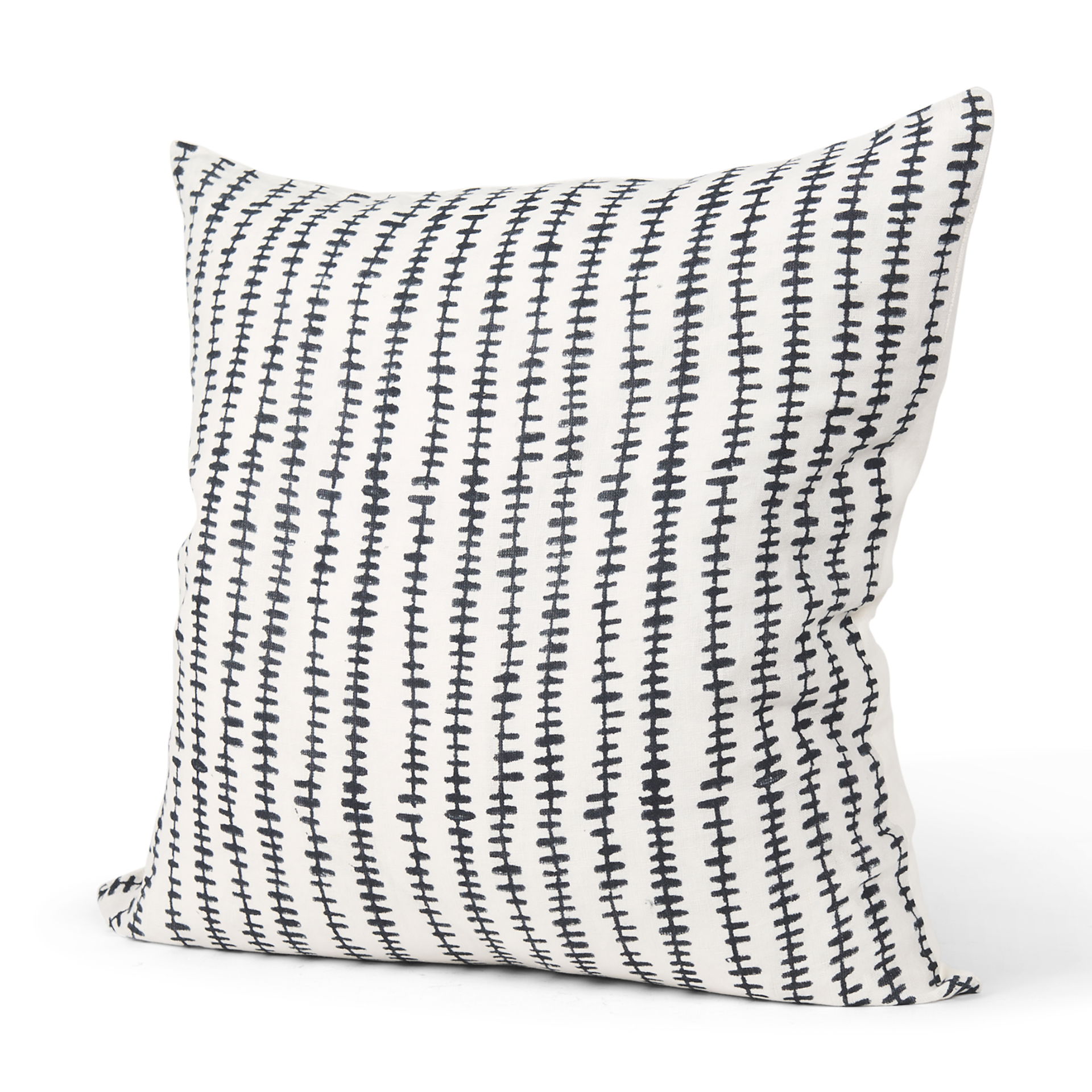 Jenna Cream with Black Print Linen Square Decorative Pillow Cover large image 