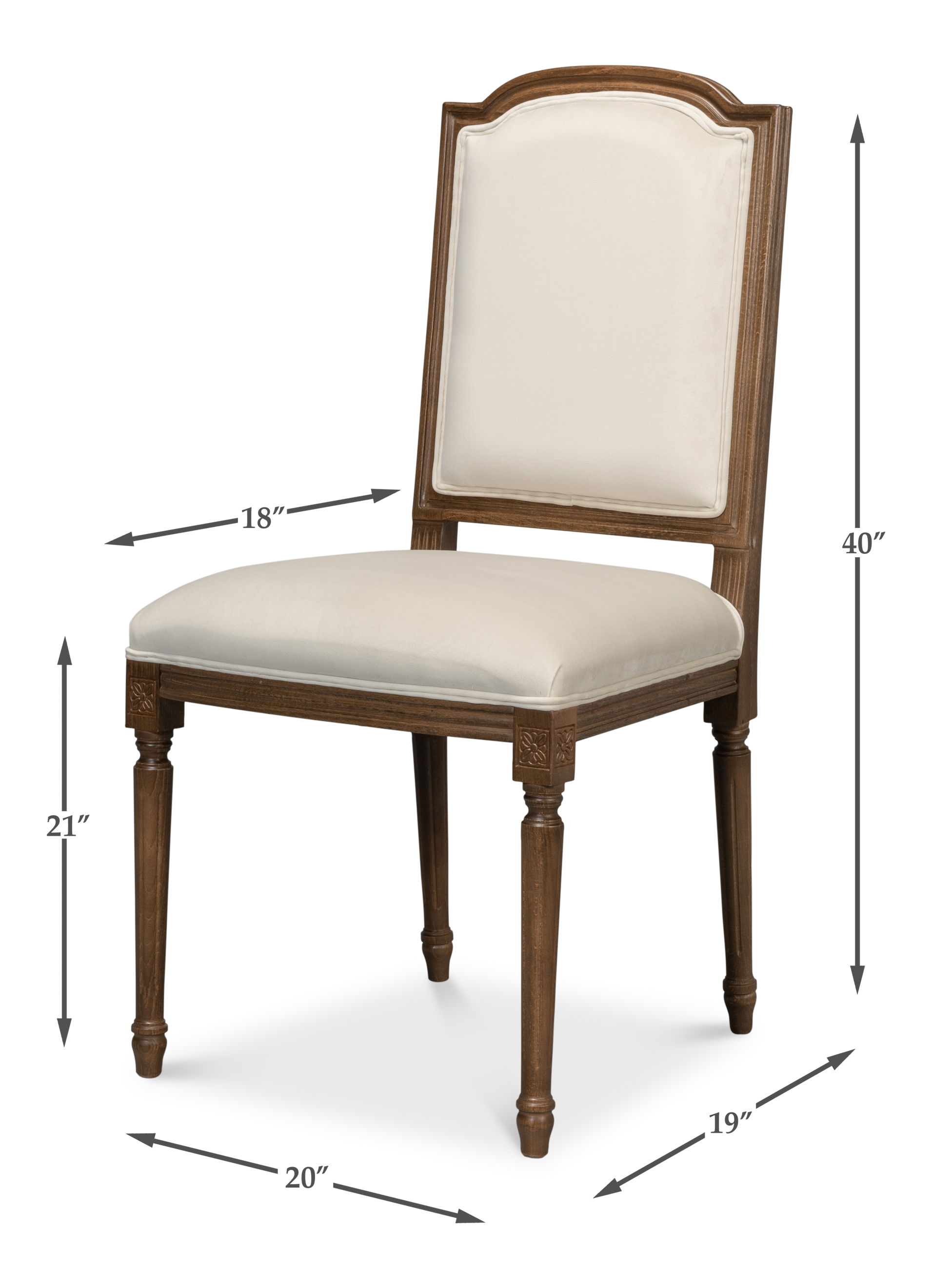 Louis Xvi Squared Side Chair,Driftwood large image 