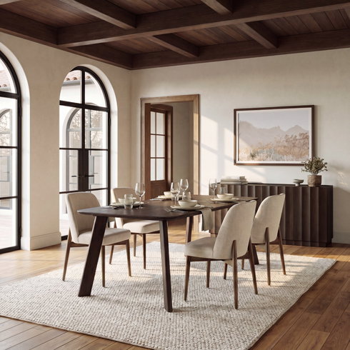 Welborn 72"L x 40"W Rectangular Dining Table | Modern | Dark Brown Wood | Seats 6