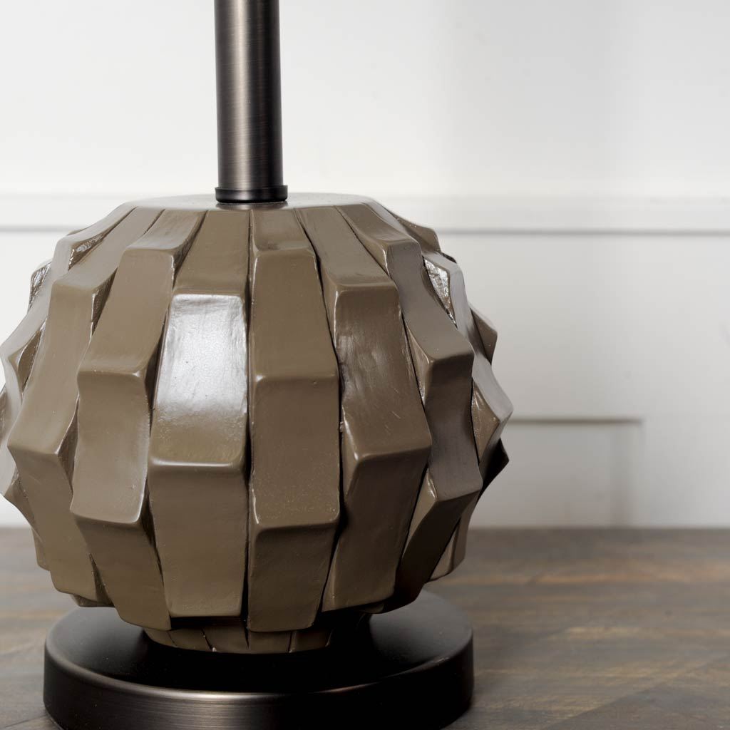 Brant I 25' Brown Resin Base White Shade Table Lamp, by Mercana, 6.25" length x 6.25" width x 25" height View 2