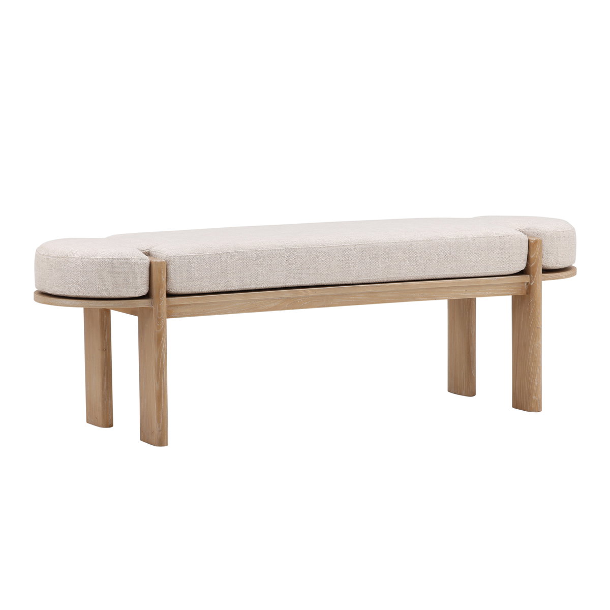 Ella Bench Light Natural, Benche by Dovetail, 63" width x 19.5" height x 18.5" depth View 1
