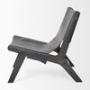Elodie 24.4L x 33.9W x 30.7H Black Leather with Black Stain Beech Wood Frame Accent Chair, by Mercana, 24.41" length x 31.5" width x 30.71" height thumbnail 6