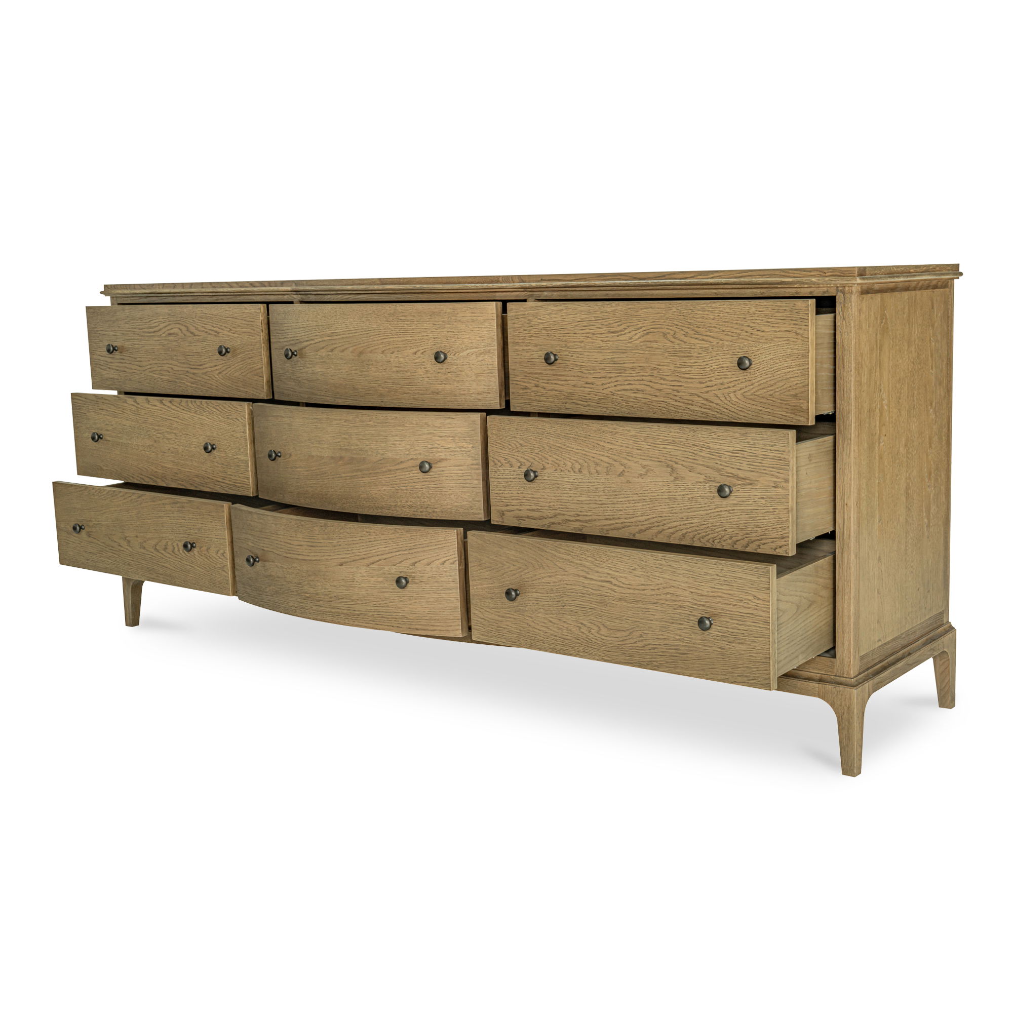 Sadie 9 Drawer Dresser Brown, by Moe's Home, 78.75" width x 33.88" height x 20" depth View 2