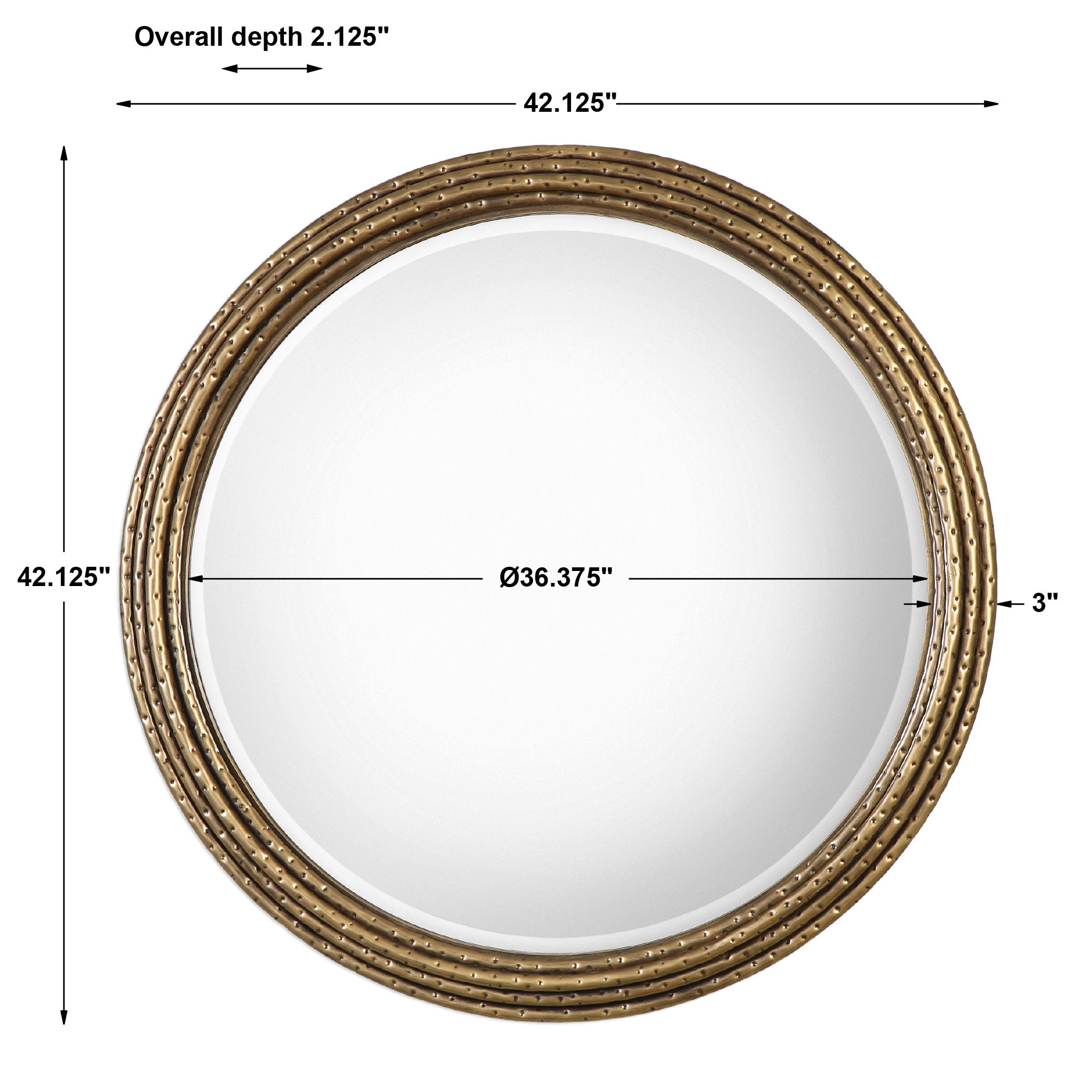 Spera Round Gold Mirror, by Uttermost, 42.12" width x 42.12" height x 2.12" depth View 3