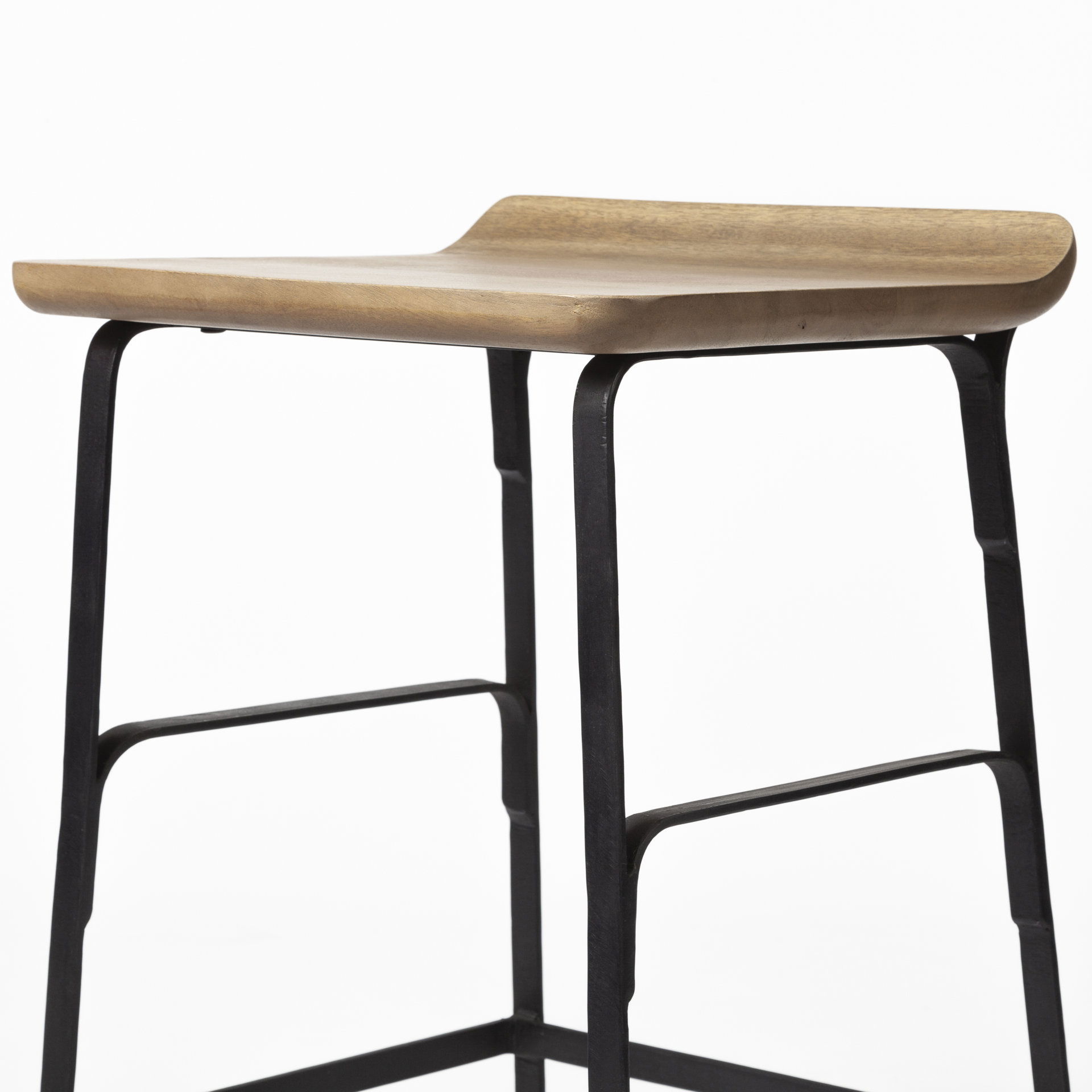 Conan 25' Seat Height Brown Wood Seat Black Metal Frame Counter Stool, Counter & Bar Stool by Mercana, 15" length x 15" width x 25" height View 11