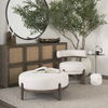 Gwynn Oatmeal Fabric with Dark Brown Wood Ottoman thumbnail 1