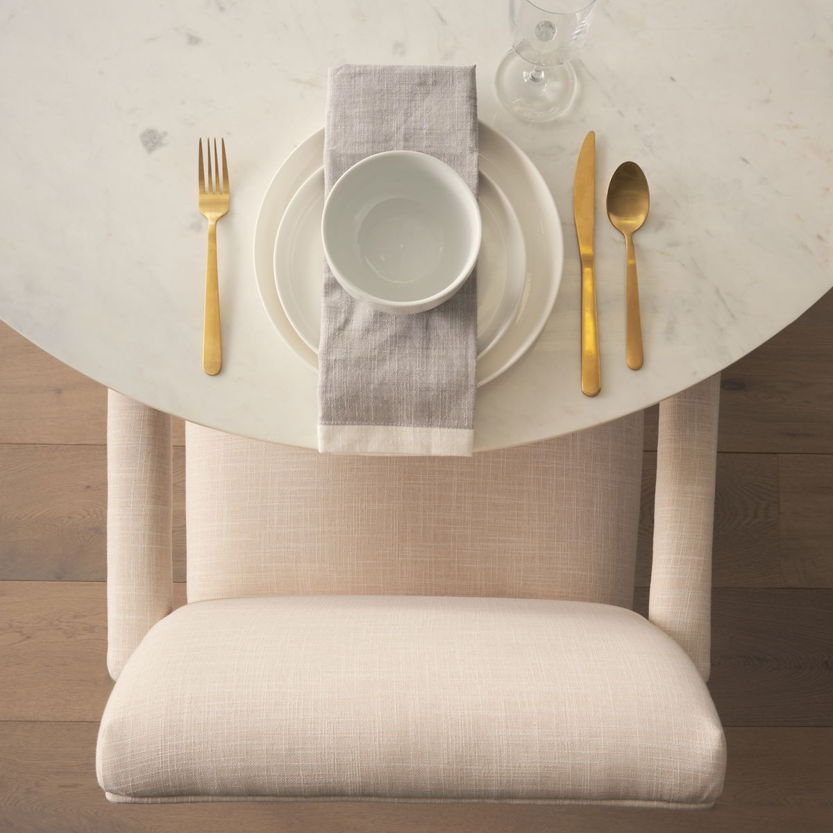 Allyson 42' Round Pedestal Dining Table | Banswara White Marble & Brown Wood | Seats 4, by Mercana, 42" length x 42" width x 30" height View 4