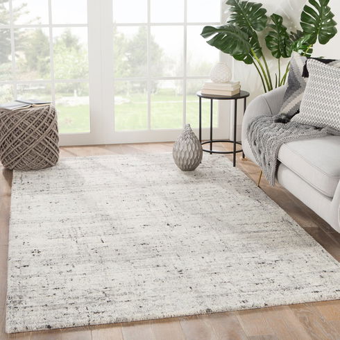 Macklin Handmade Solid Ivory/ Light Gray Area Rug