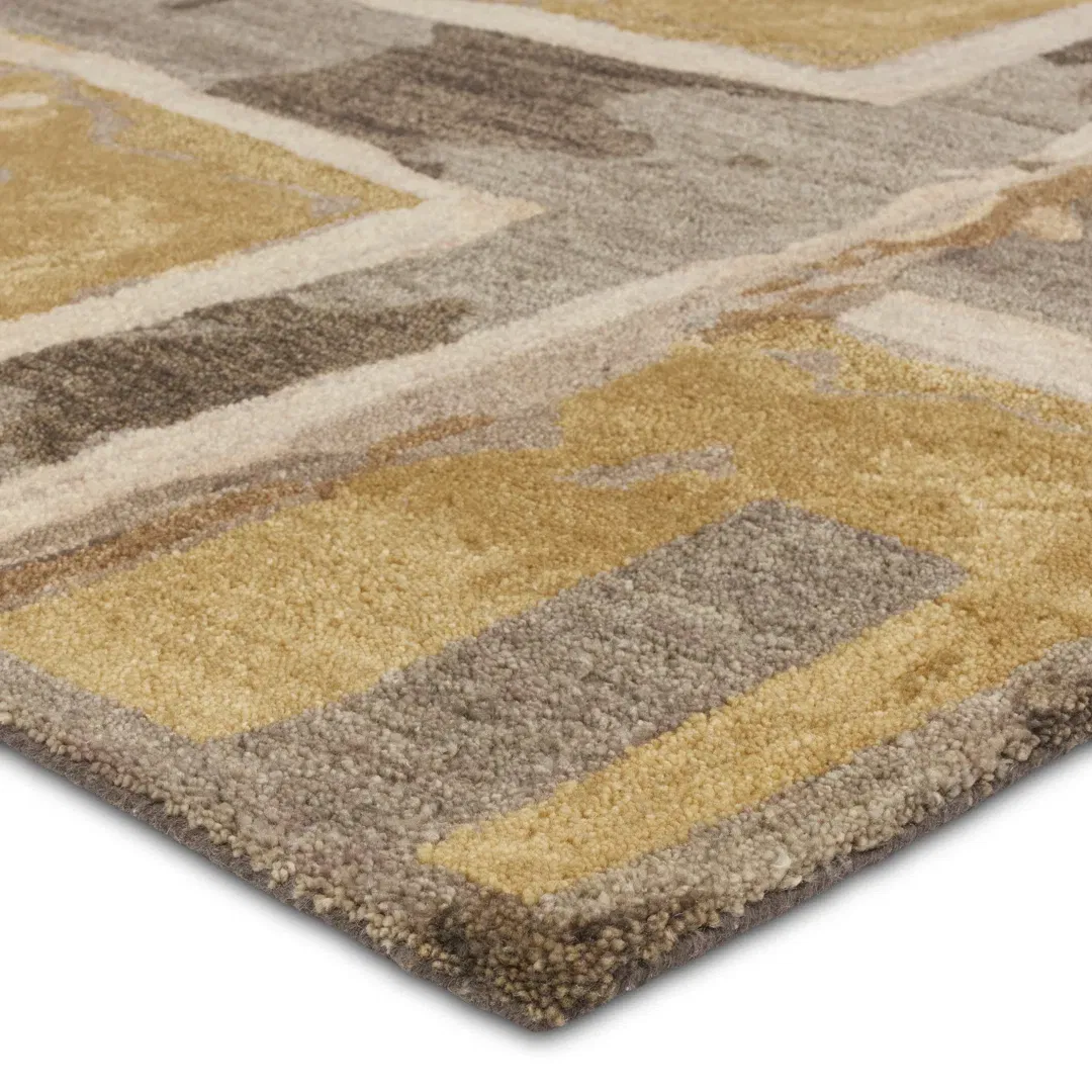 Zoe Bios By Jaipur Living Balsa HNC01 Handmade Abstract Yellow and Taupe Area Rug (10'x14') large image 