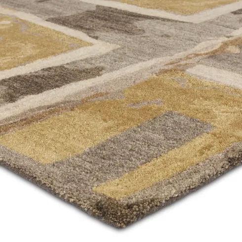Zoe Bios By Jaipur Living Balsa HNC01 Handmade Abstract Yellow and Taupe Area Rug (10