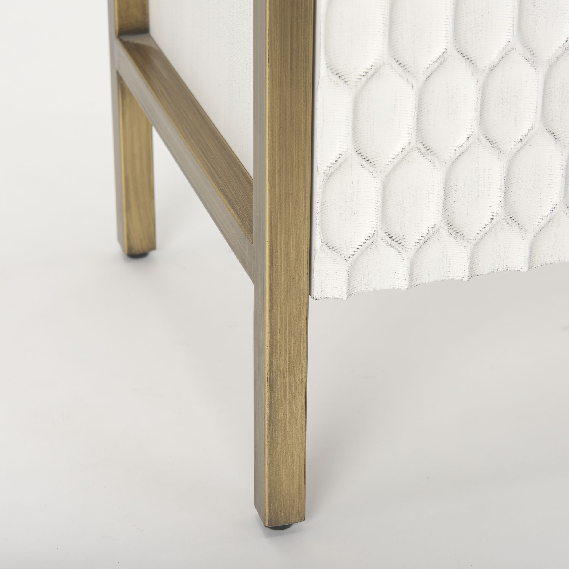 Savannah White Fir Veneer with Gold Metal Accent 2-Door Accent Cabinet, Cabinets & Chest by Mercana, 31.5" length x 15.75" width x 31.5" height View 13