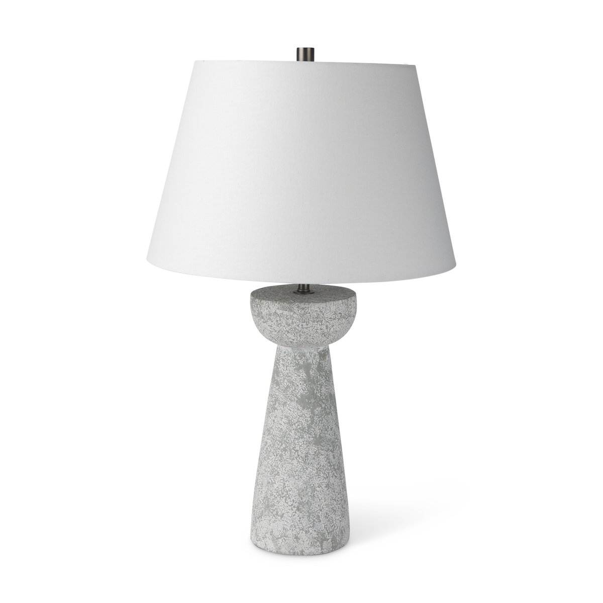 Julia  Gray Antique Painted Cement Table Lamp, by Mercana, 16" length x 16" width x 27" height View 1