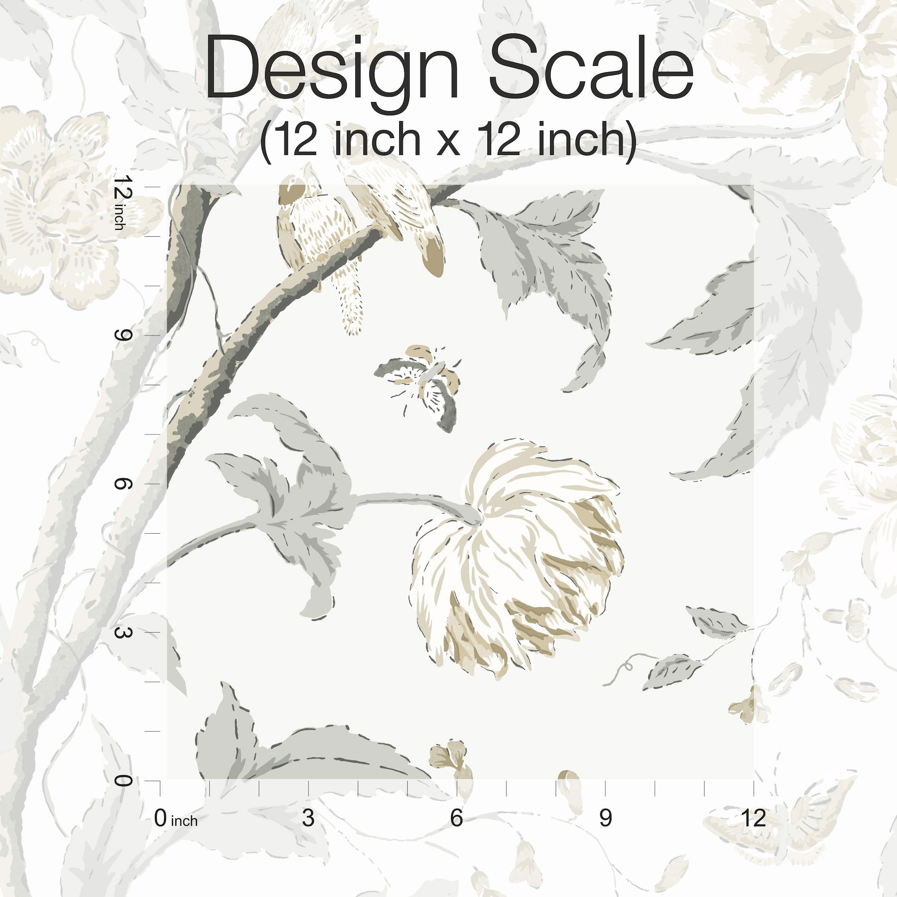 Teahouse Floral Neutral Wallpaper large image 