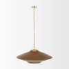 Titus 1-Light Brass Finished Metal Disc Pendant, by Mercana, 24" length x 24" width x 8" height thumbnail 3