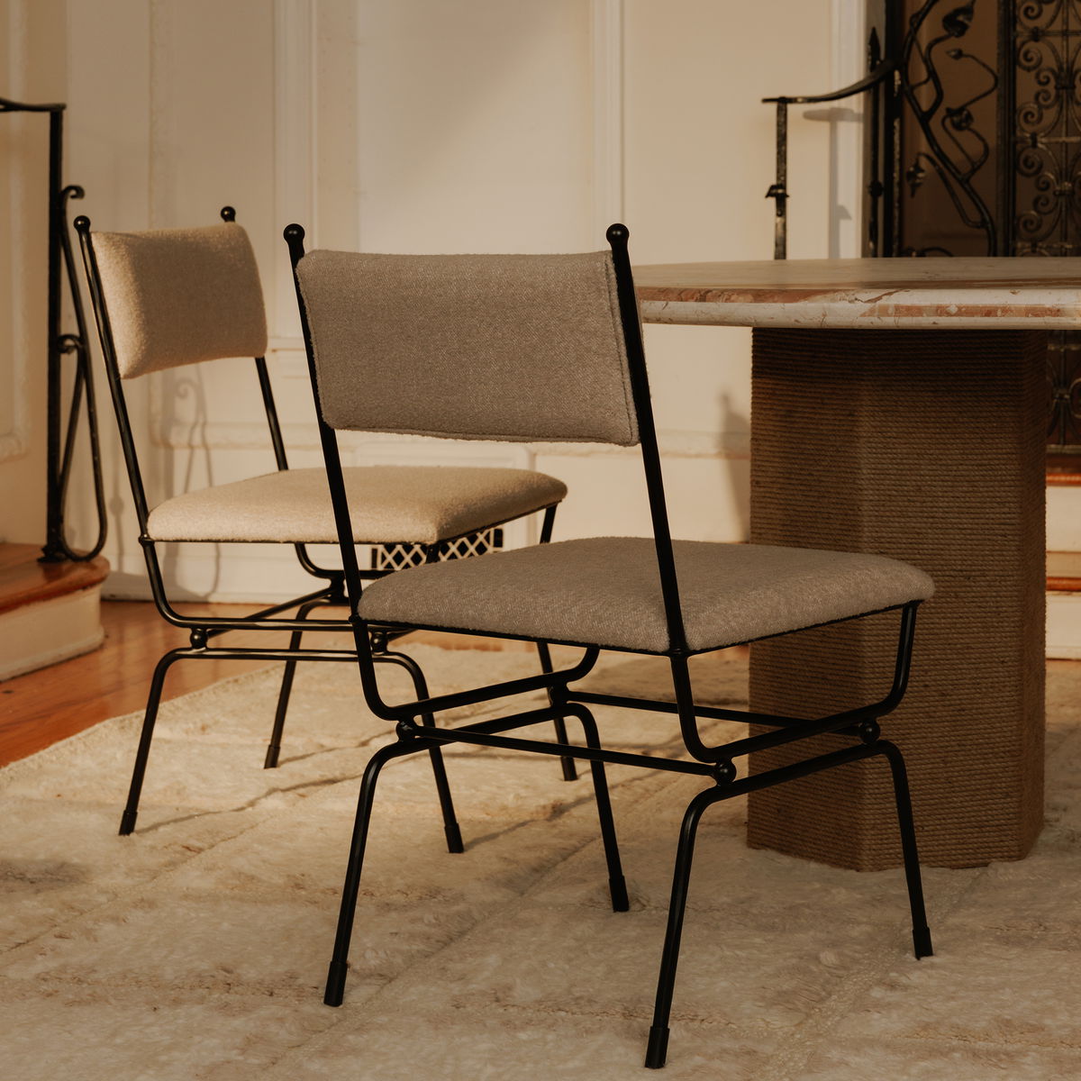 Posta Dining Chair Beige, by Moe's Home, 18.3" width x 33.75" height x 21.65" depth View 8