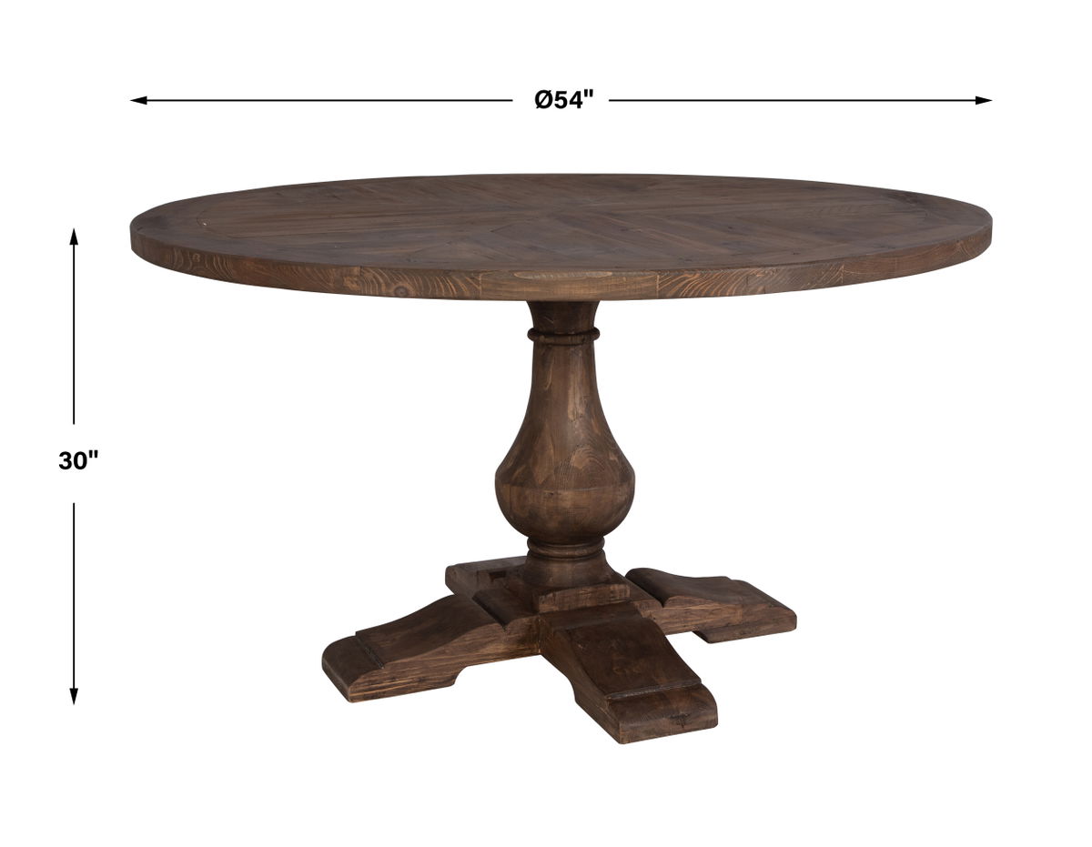 Stratford Wood Round Dining Table, by Uttermost, 54" width x 30" height x 54" depth View 3